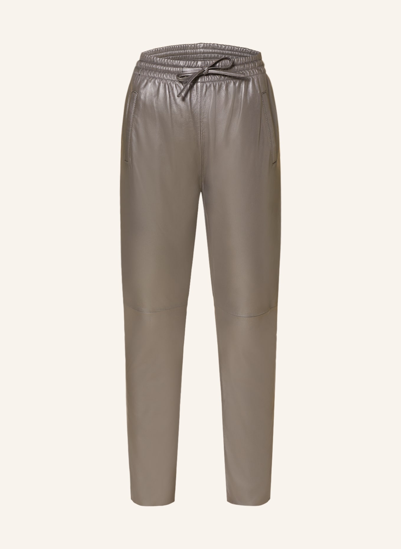 OAKWOOD 7/8 leather trousers in jogger style, Color: GRAY (Image 1)