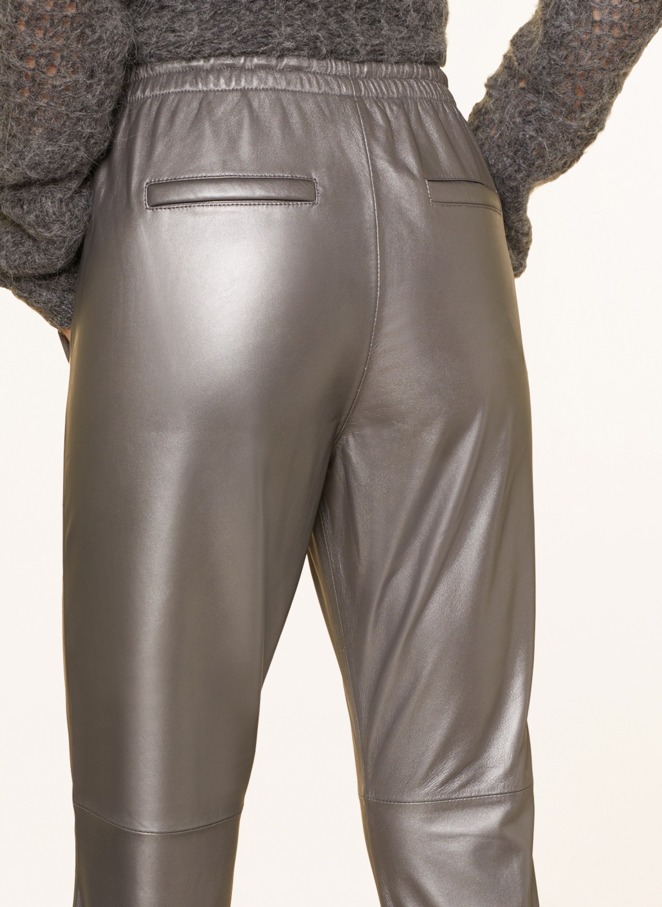 OAKWOOD Spodnie skórzane 7/8 w stylu dresowym, Kolor: SZARY (Obrazek 5)