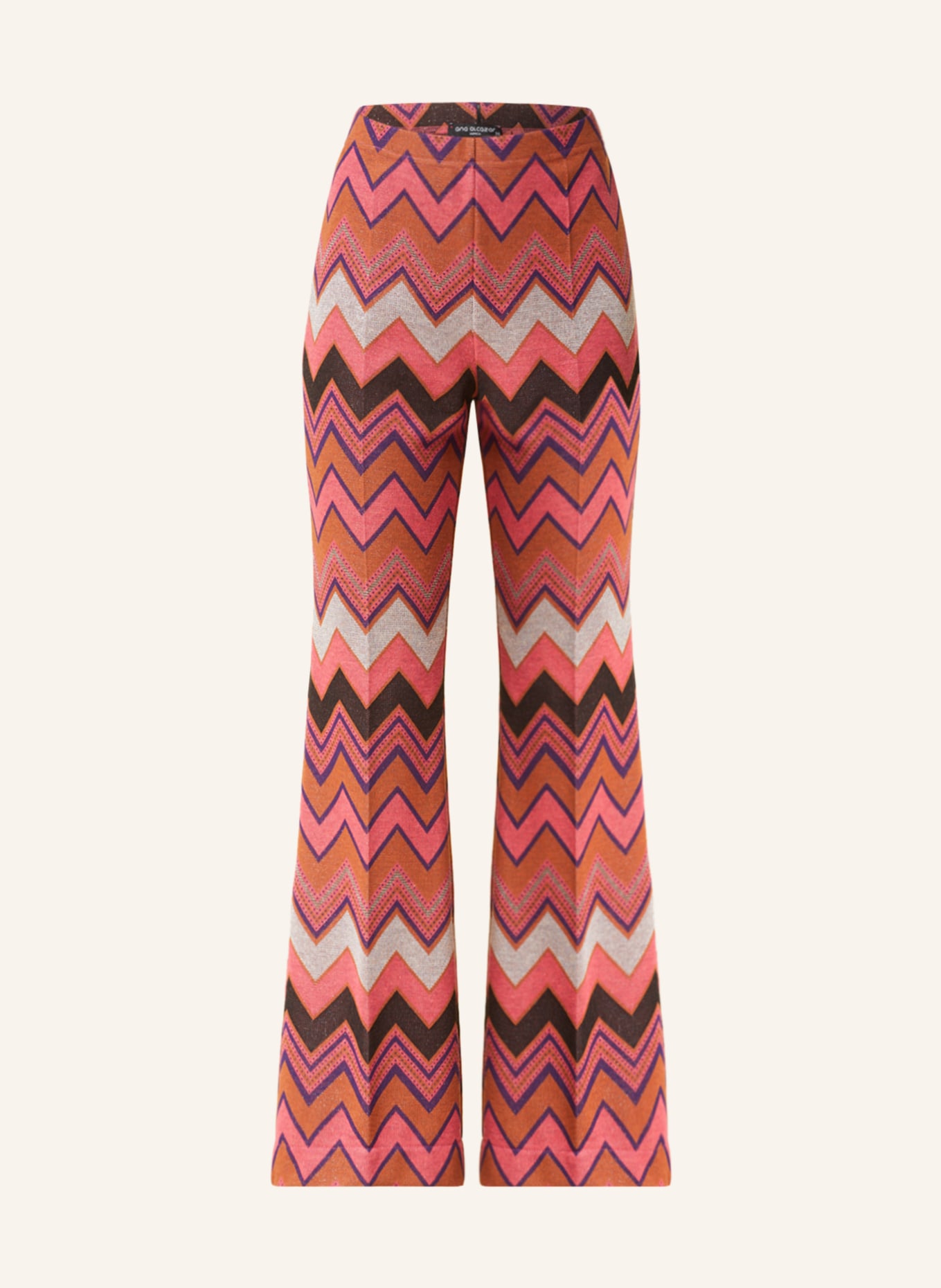 Ana Alcazar Knit trousers with glitter thread, Color: PINK/ COGNAC/ SILVER (Image 1)