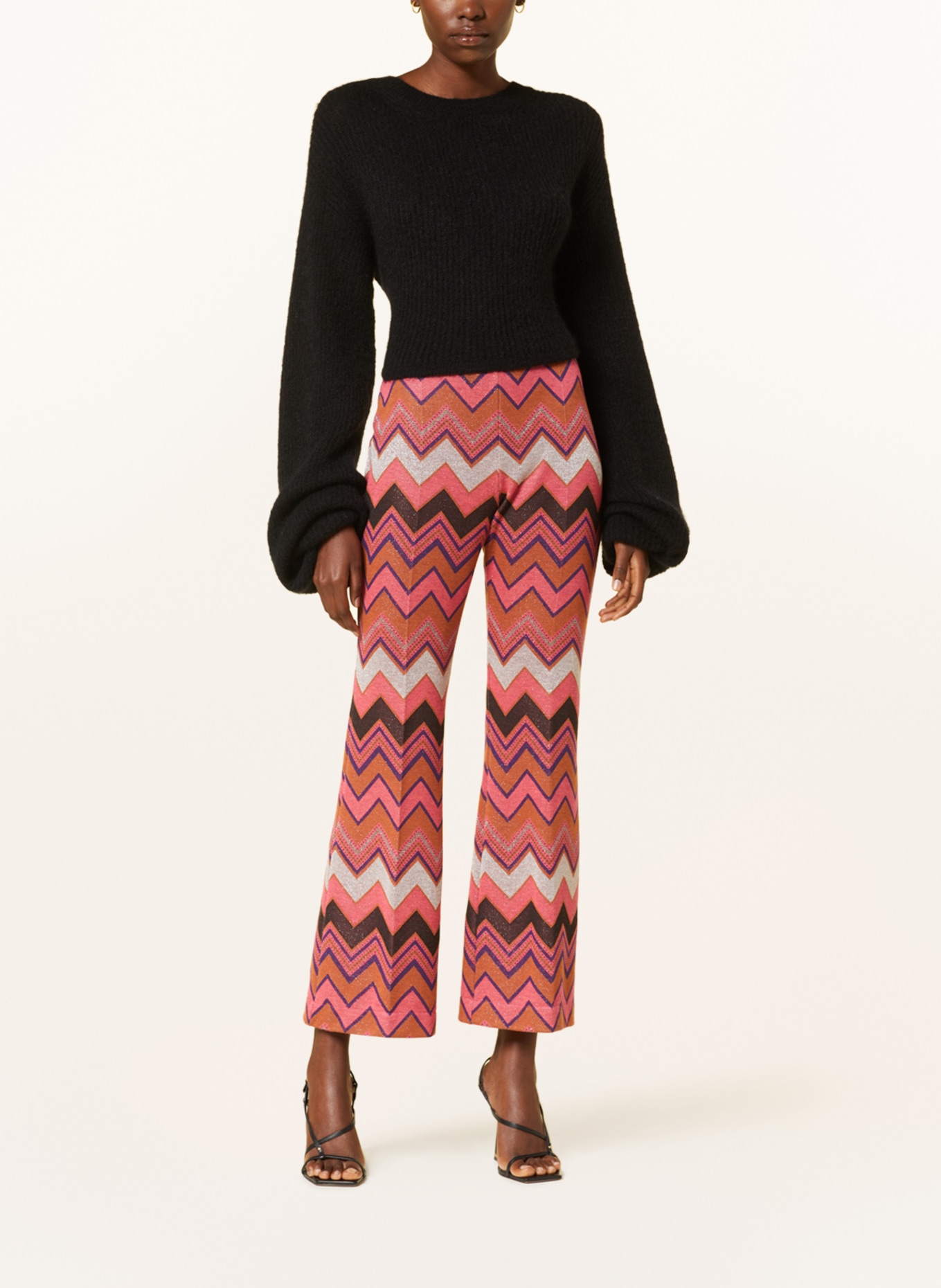 Ana Alcazar Knit trousers with glitter thread, Color: PINK/ COGNAC/ SILVER (Image 2)