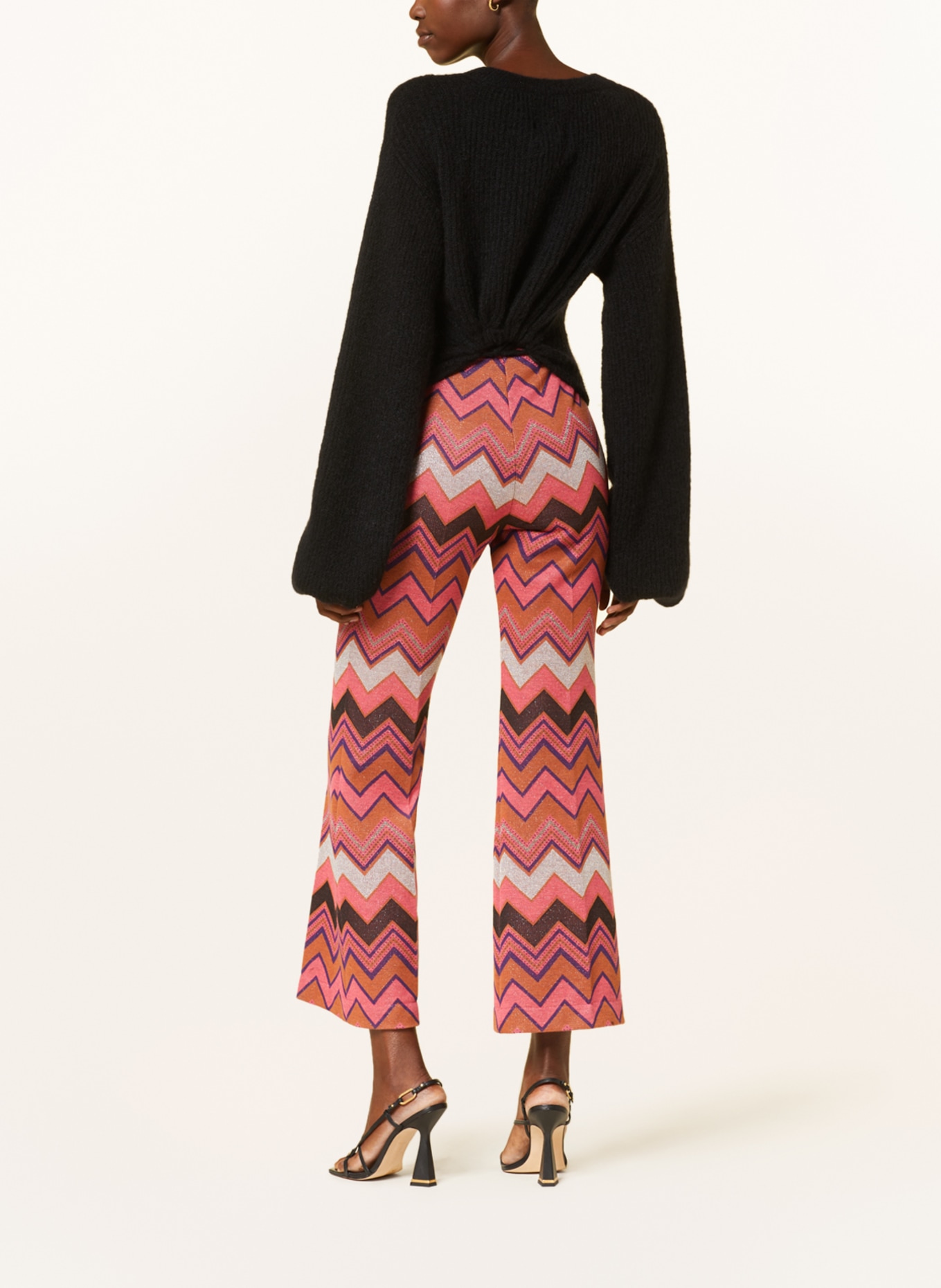 Ana Alcazar Knit trousers with glitter thread, Color: PINK/ COGNAC/ SILVER (Image 3)