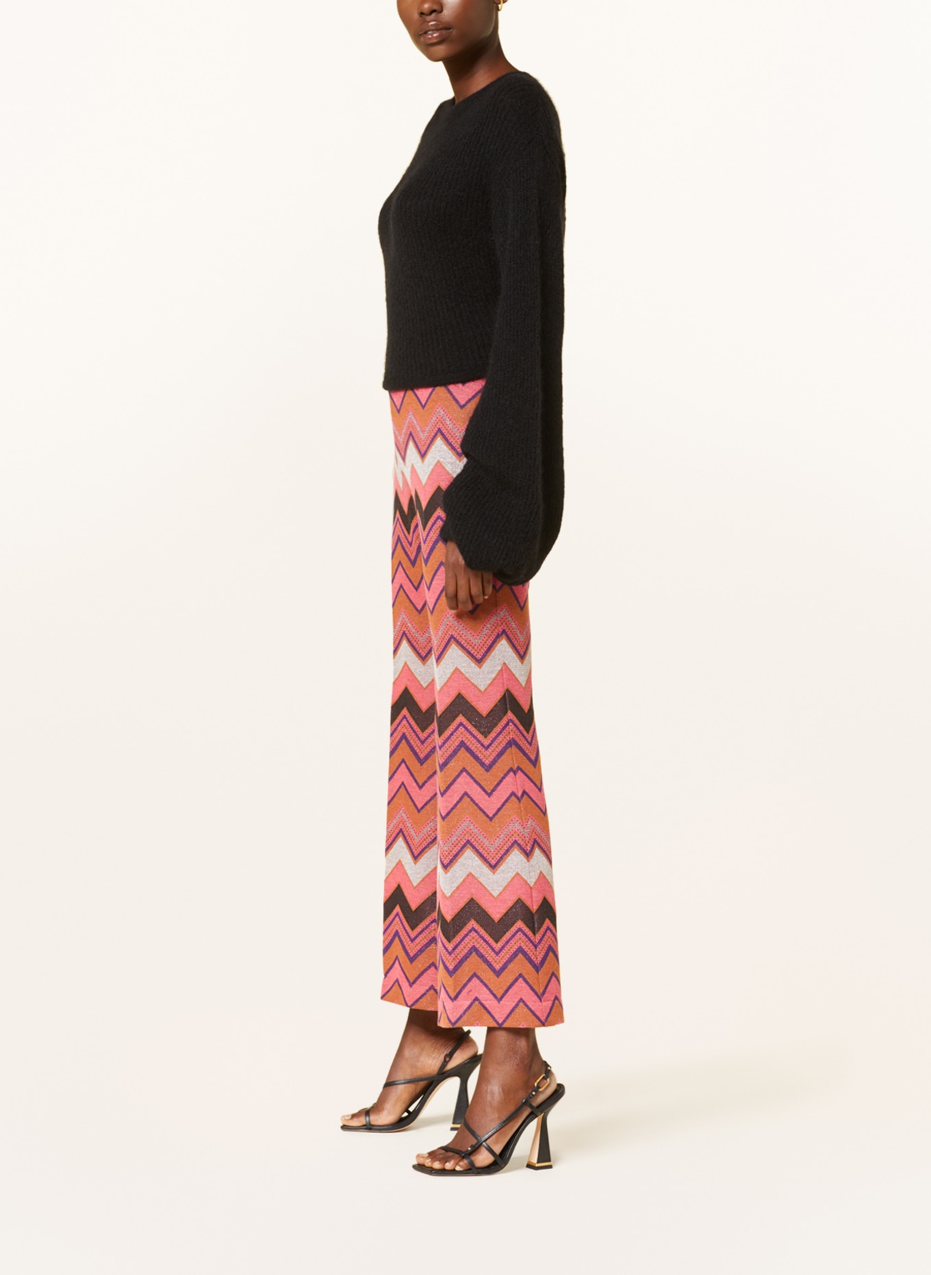 Ana Alcazar Knit trousers with glitter thread, Color: PINK/ COGNAC/ SILVER (Image 4)