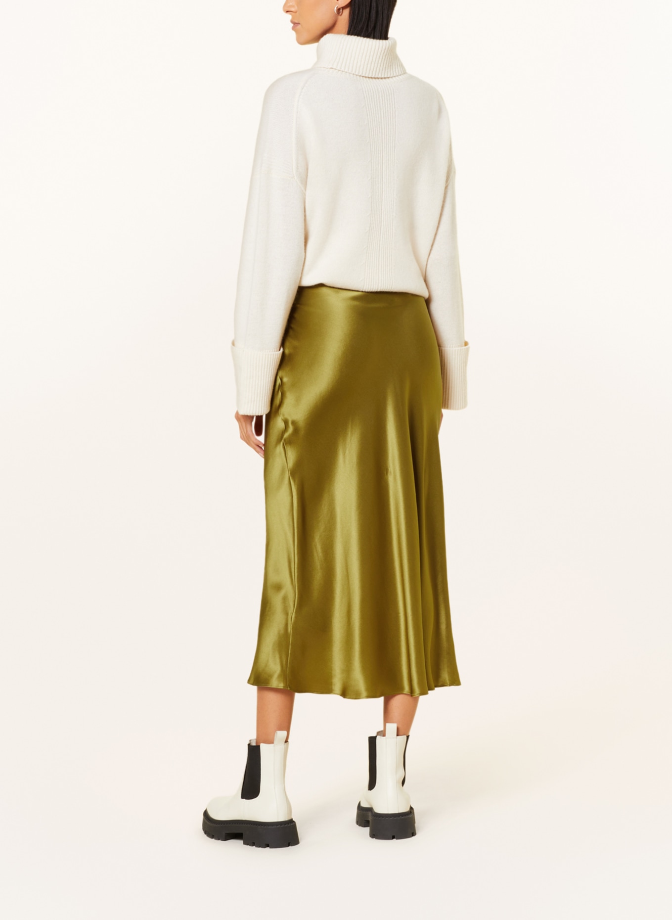 MRS & HUGS Silk skirt, Color: OLIVE (Image 3)