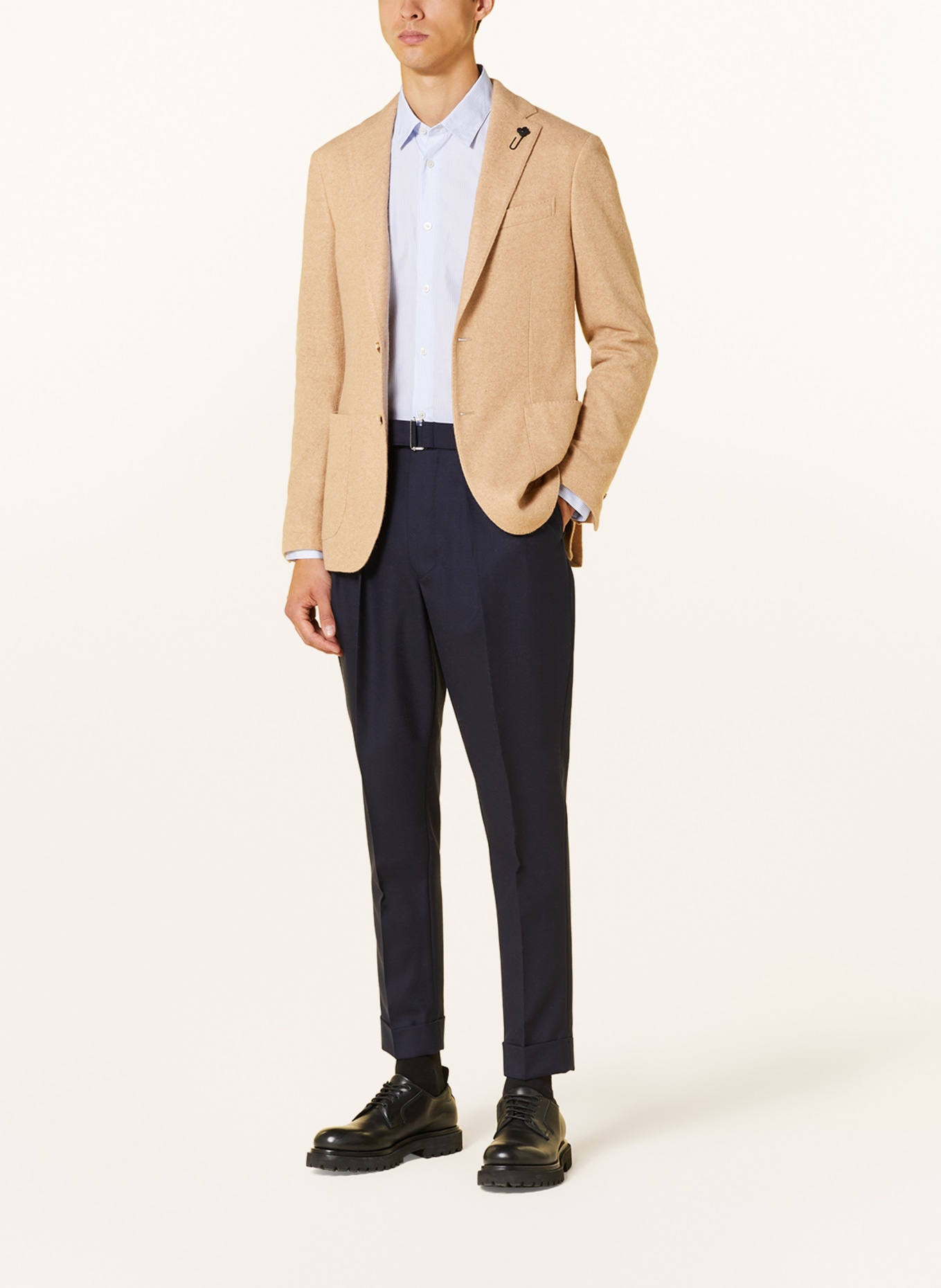 LARDINI Jersey jacket extra slim fit made of alpaca, Color: CAMEL (Image 2)