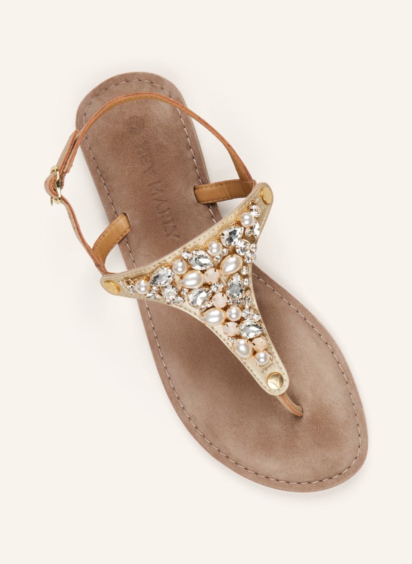 HEY MARLY Sandal upper BRILLIANT BOLD with decorative gems, Color: CREAM/ SILVER (Image 2)