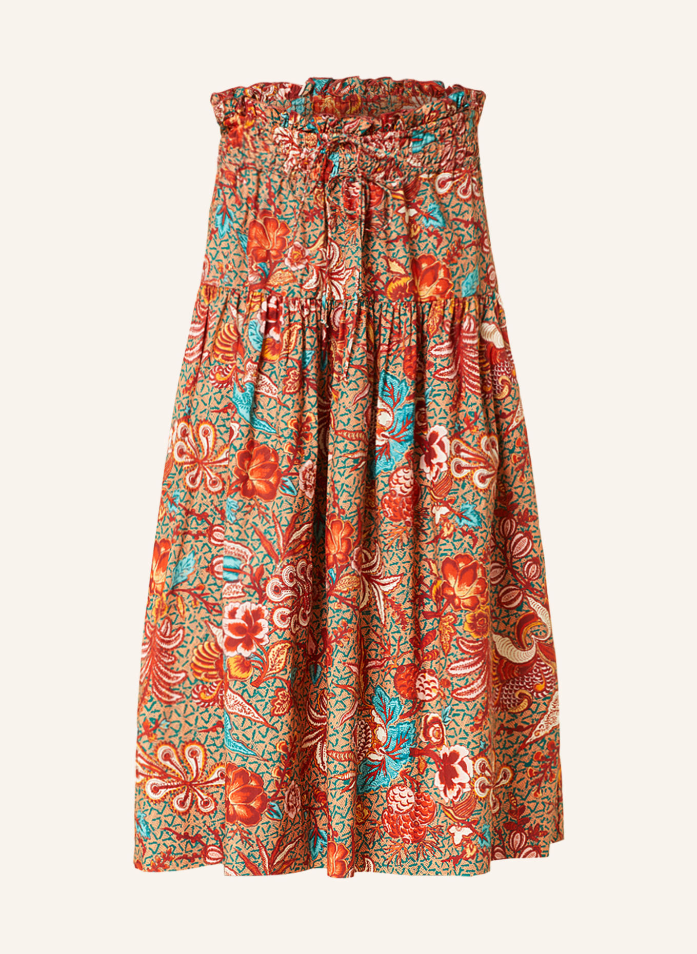 ULLA JOHNSON Skirt KYRA, Color: LIGHT ORANGE/ DARK GREEN/ DARK ORANGE (Image 1)