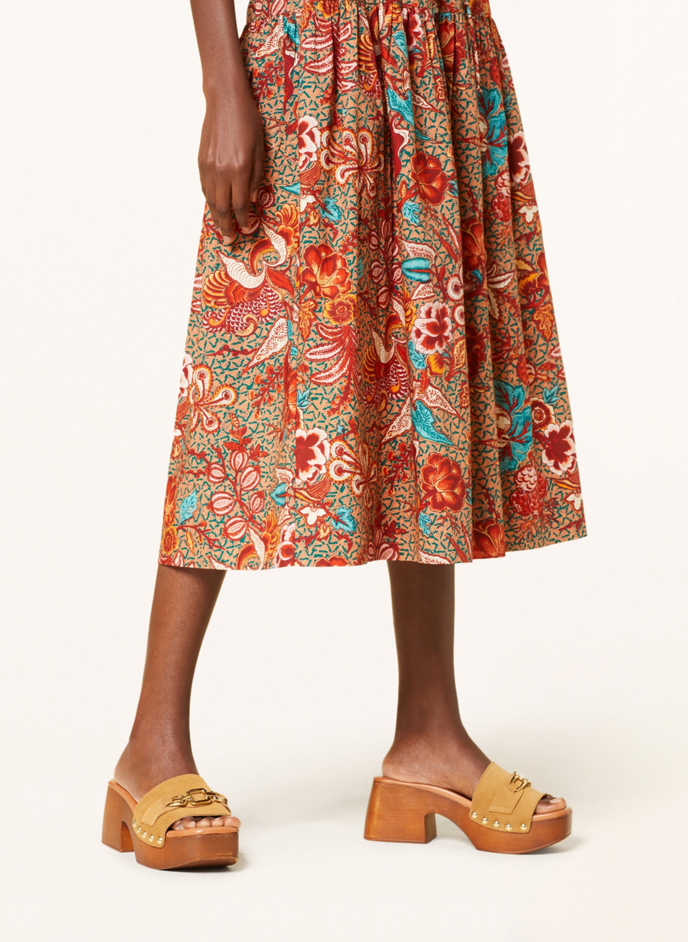 ULLA JOHNSON Skirt KYRA, Color: LIGHT ORANGE/ DARK GREEN/ DARK ORANGE (Image 4)