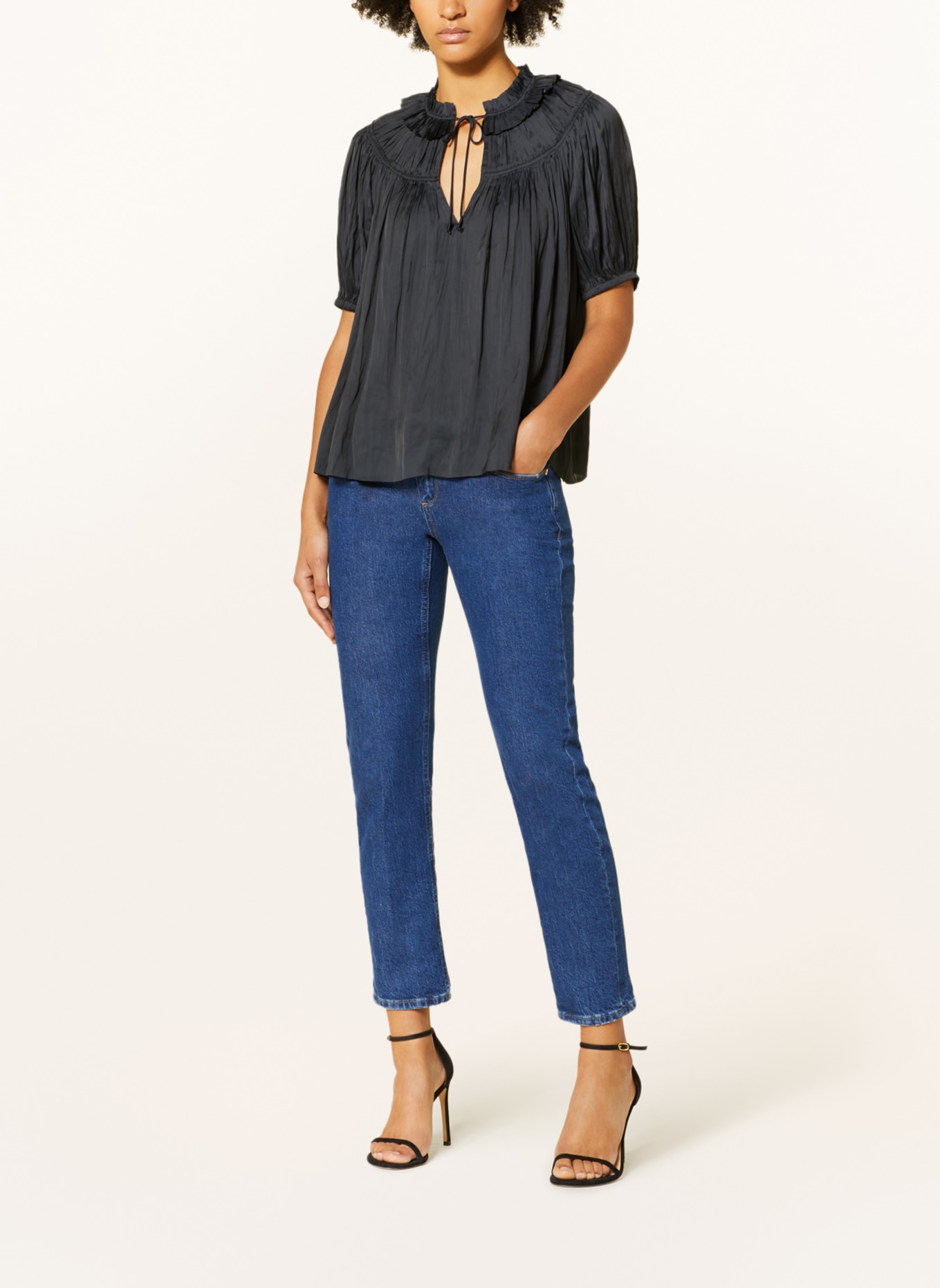 ULLA JOHNSON Shirt blouse ELENI in satin, Color: BLACK (Image 2)