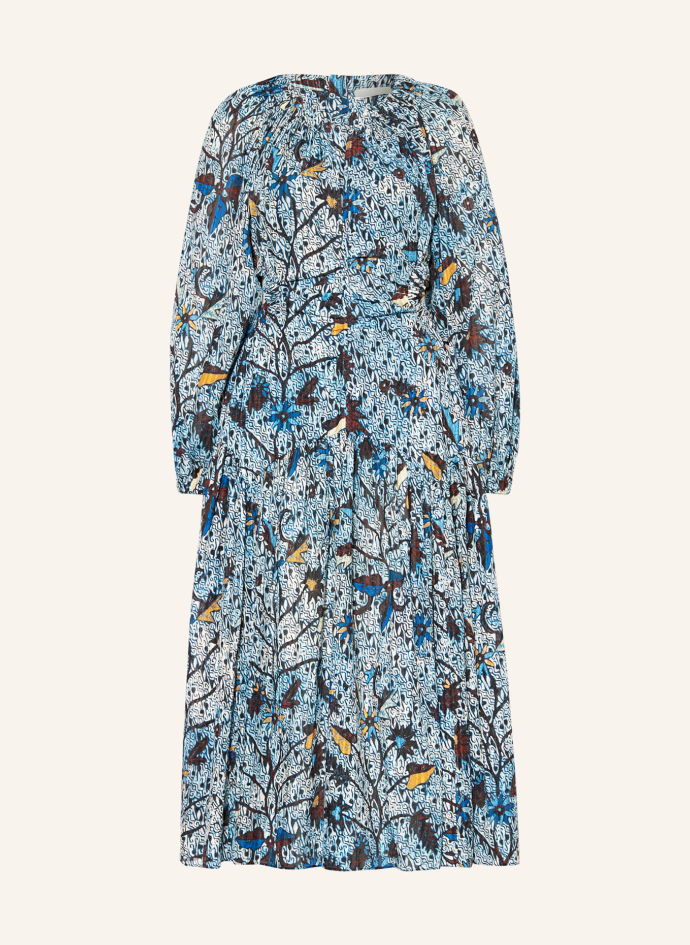 ULLA JOHNSON Dress HELIA with cut-outs, Color: DARK BLUE/ DARK YELLOW/ WHITE (Image 1)