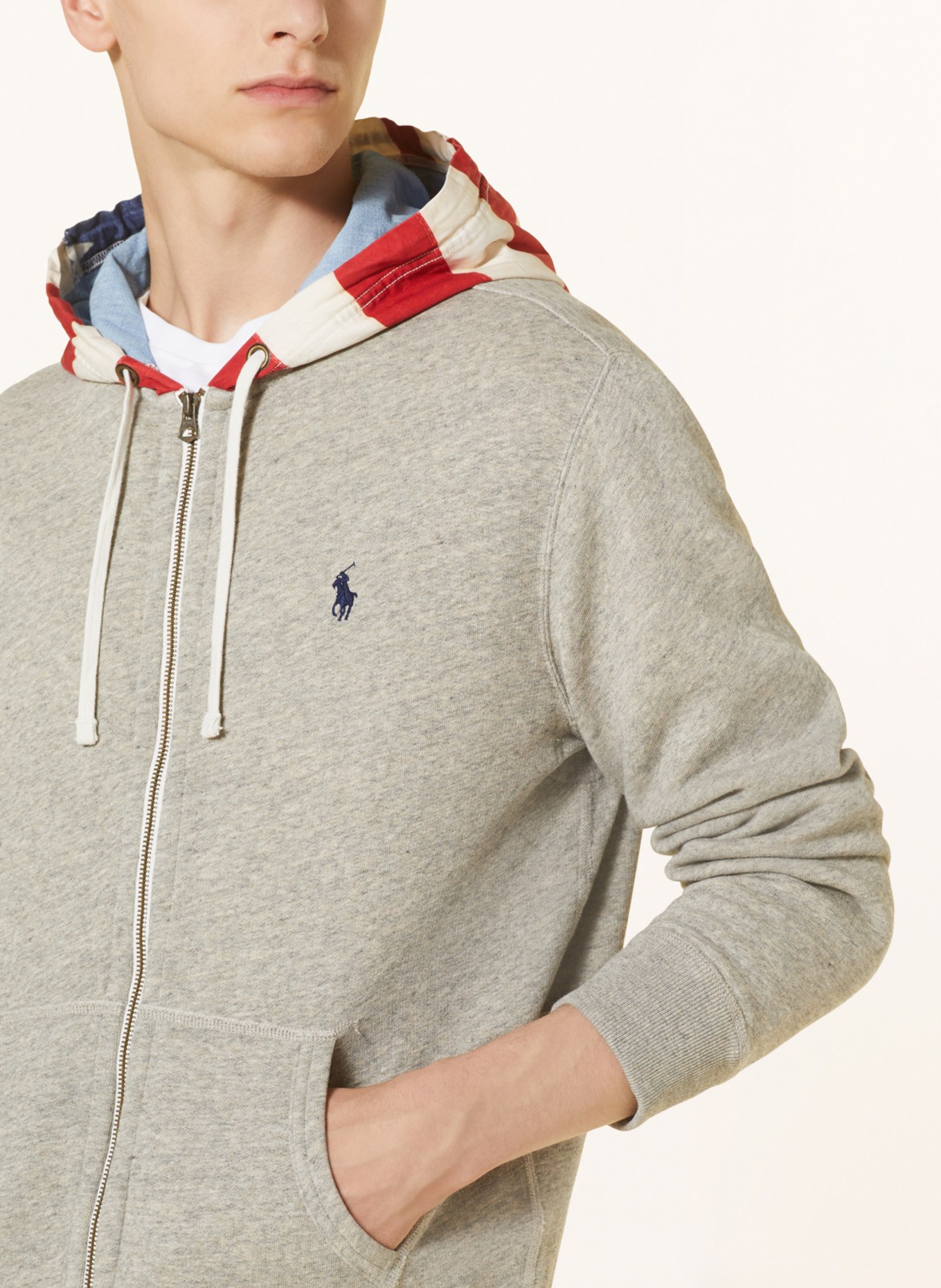 POLO RALPH LAUREN Sweat jacket in mixed materials, Color: GRAY (Image 5)
