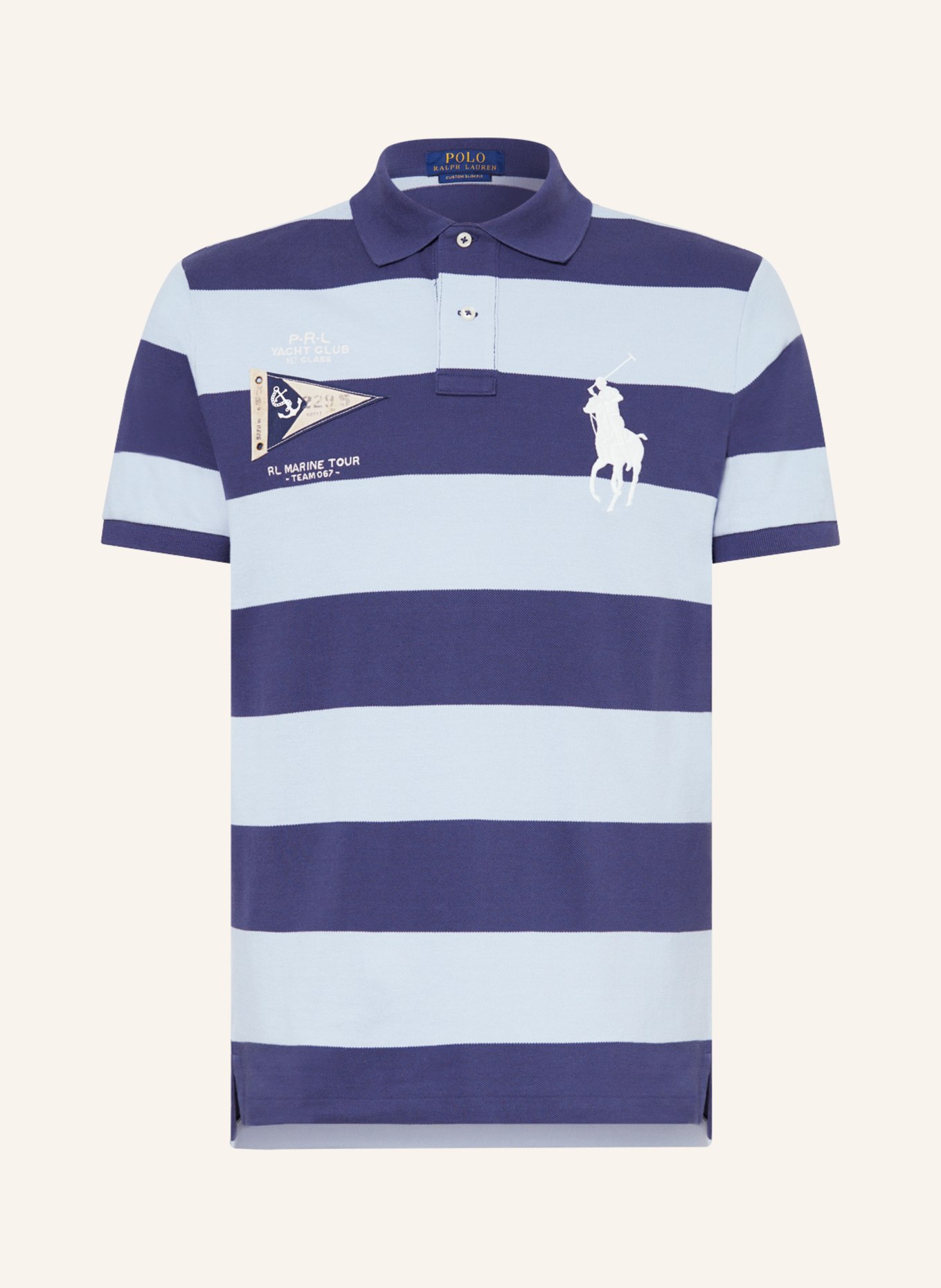 POLO RALPH LAUREN Piqué polo shirt custom slim fit, Color: LIGHT BLUE/ DARK BLUE (Image 1)