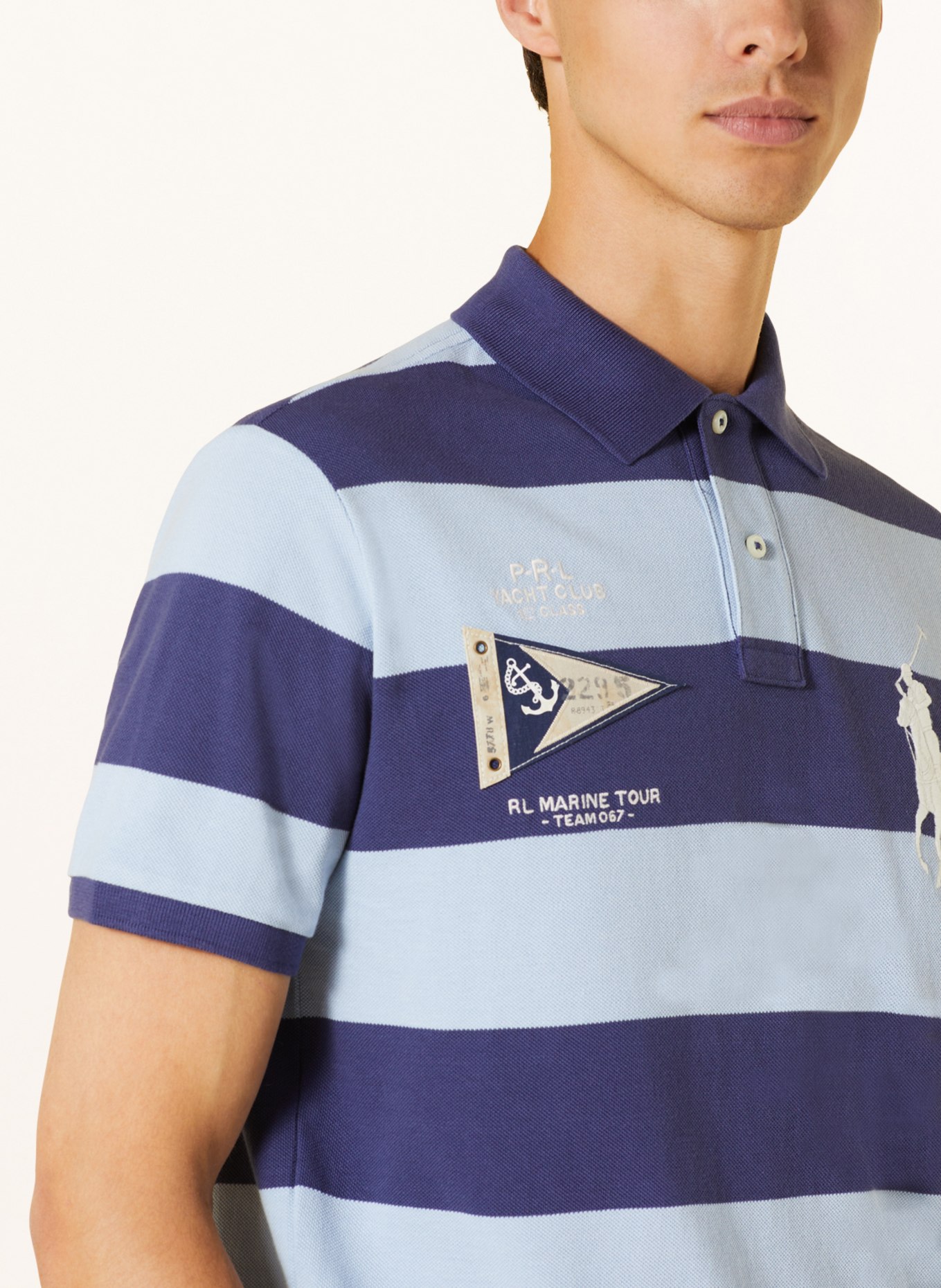 POLO RALPH LAUREN Piqué polo shirt custom slim fit, Color: LIGHT BLUE/ DARK BLUE (Image 4)