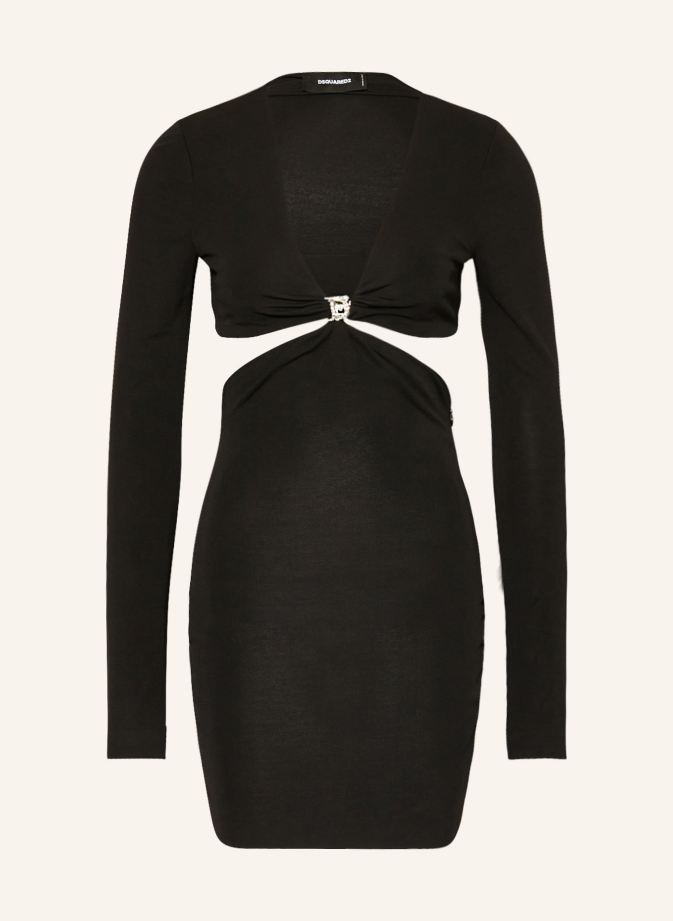 DSQUARED2 Jersey dress with cut-outs and decorative gems, Color: BLACK (Image 1)