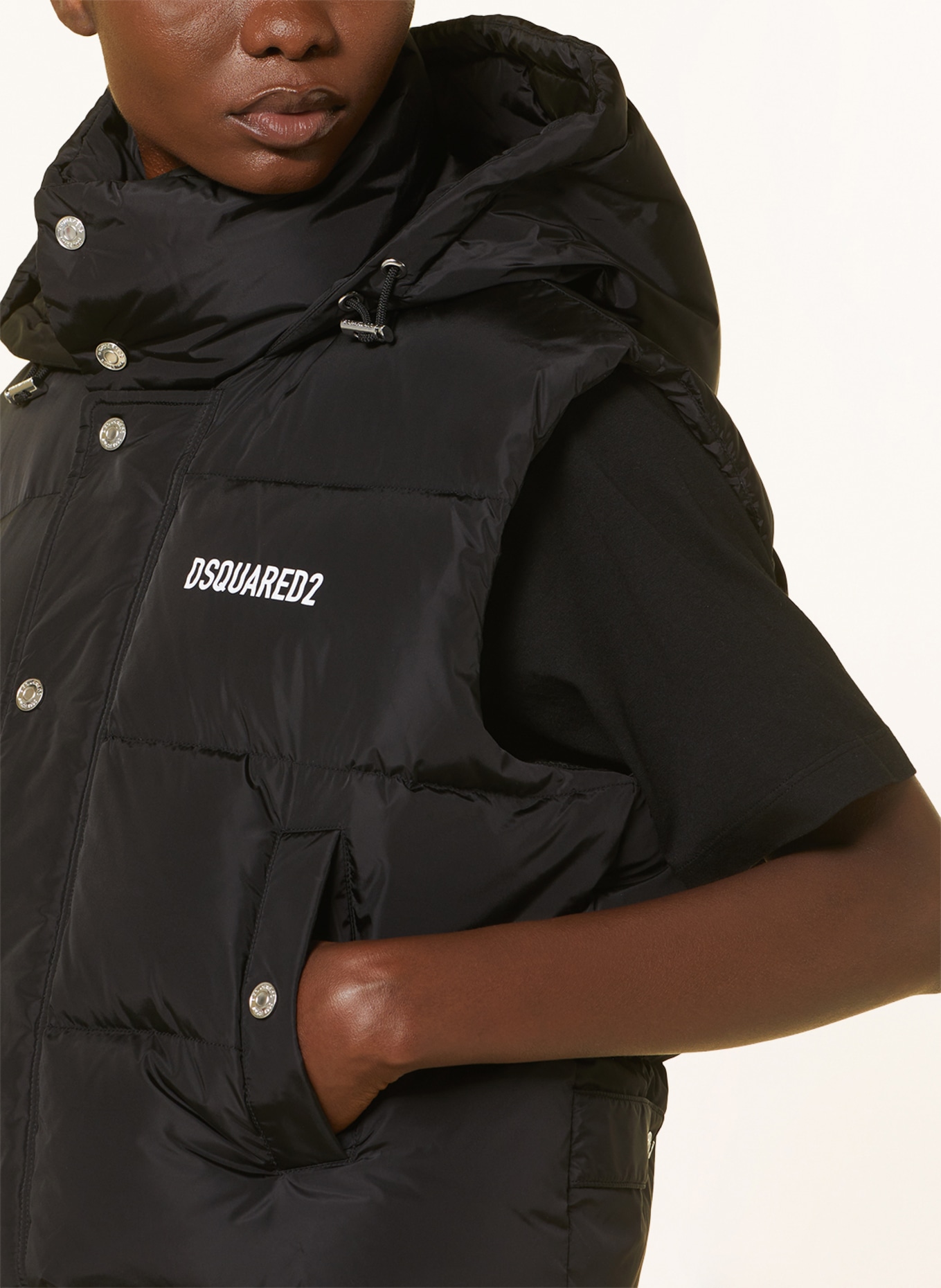 DSQUARED2 Cropped down vest, Color: BLACK (Image 5)