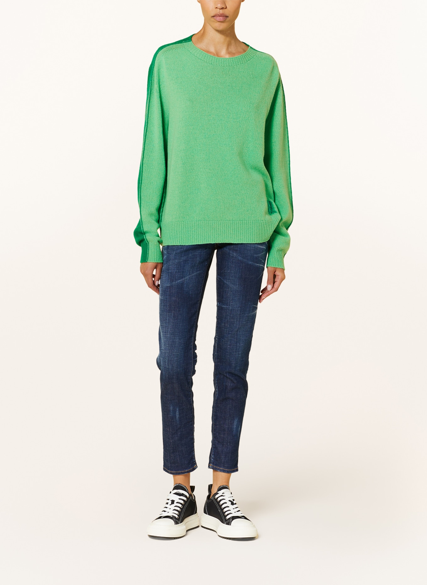 DSQUARED2 Sweter oversize z kaszmirem, Kolor: JASNOZIELONY/ ZIELONY (Obrazek 2)