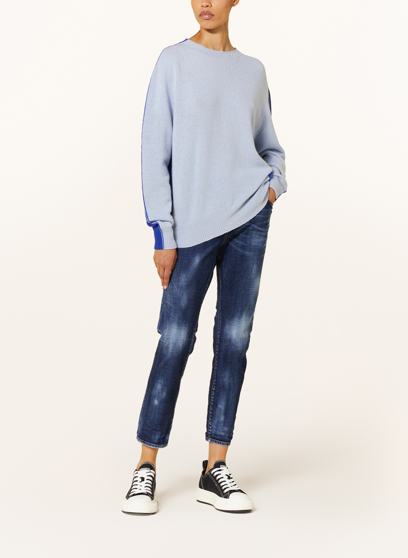 DSQUARED2 Oversized-Pullover mit Cashmere, Farbe: HELLBLAU/ BLAU (Bild 2)
