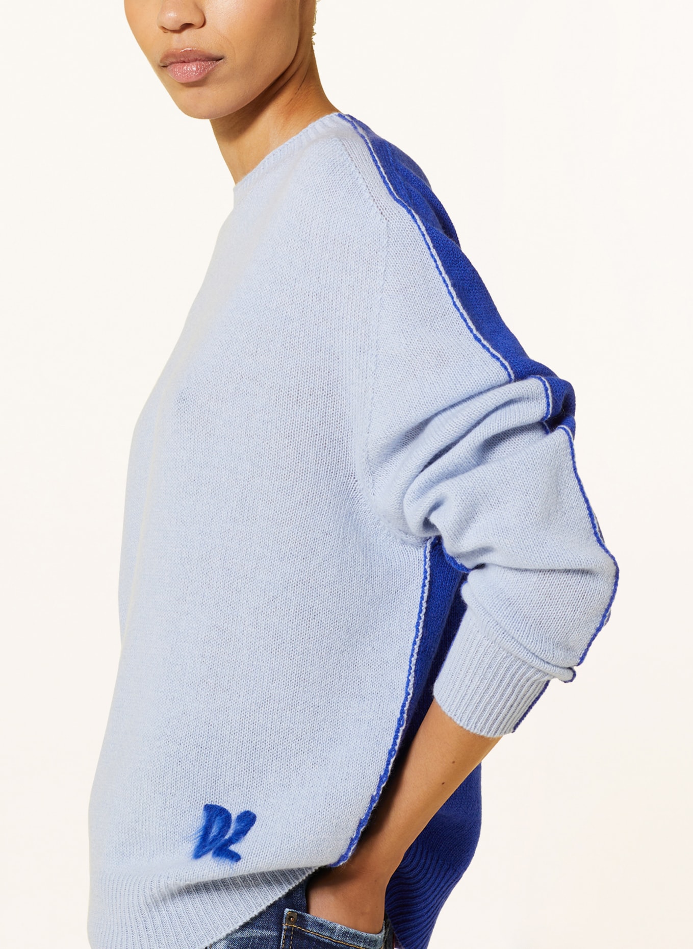 DSQUARED2 Oversized-Pullover mit Cashmere, Farbe: HELLBLAU/ BLAU (Bild 4)