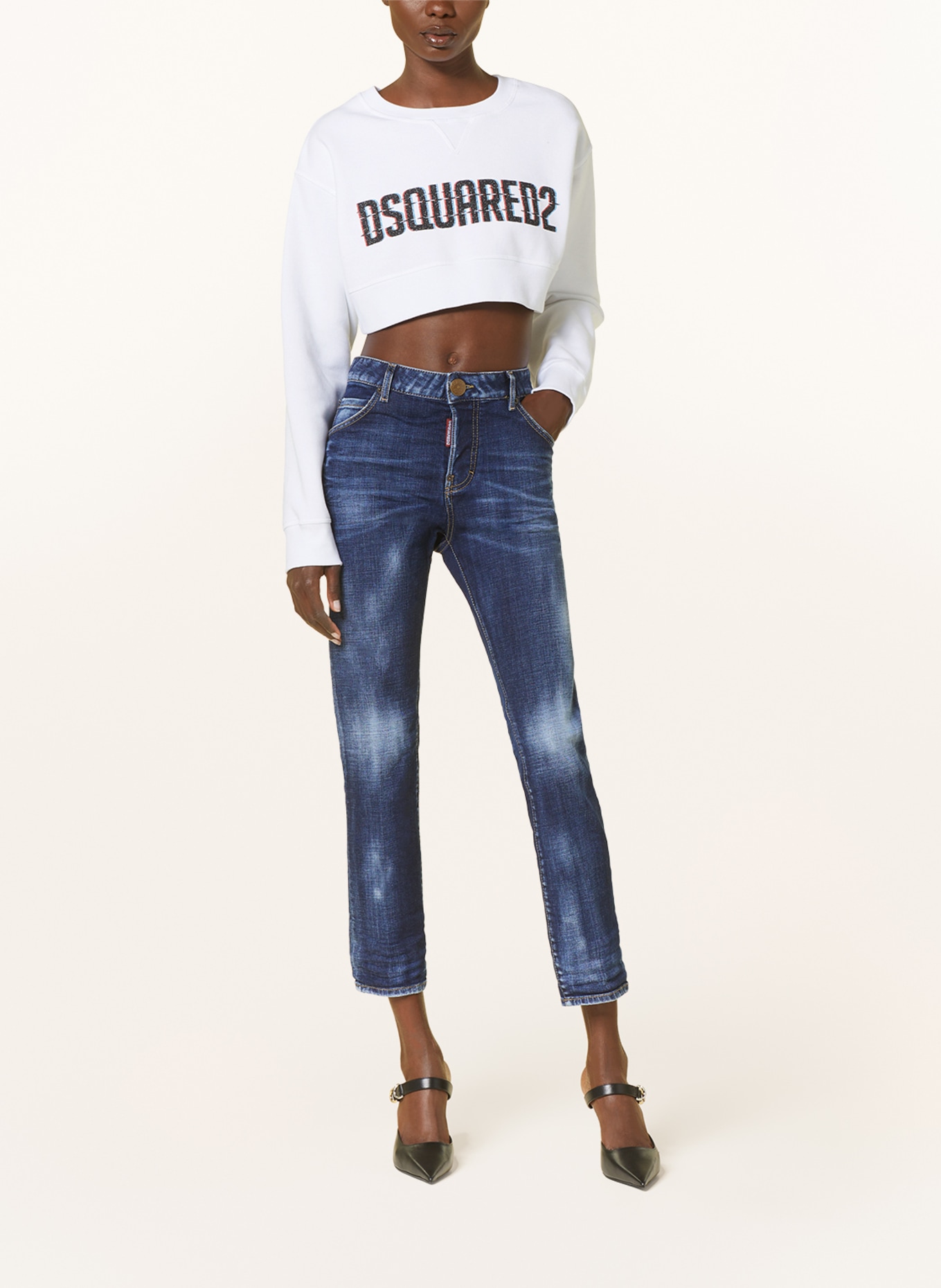 DSQUARED2 Cropped sweatshirt, Color: WHITE (Image 2)