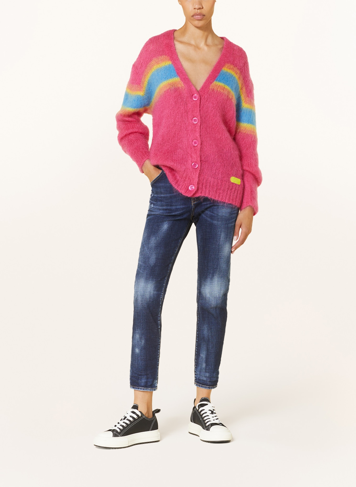 DSQUARED2 Cardigan with mohair, Color: FUCHSIA/ BLUE (Image 2)