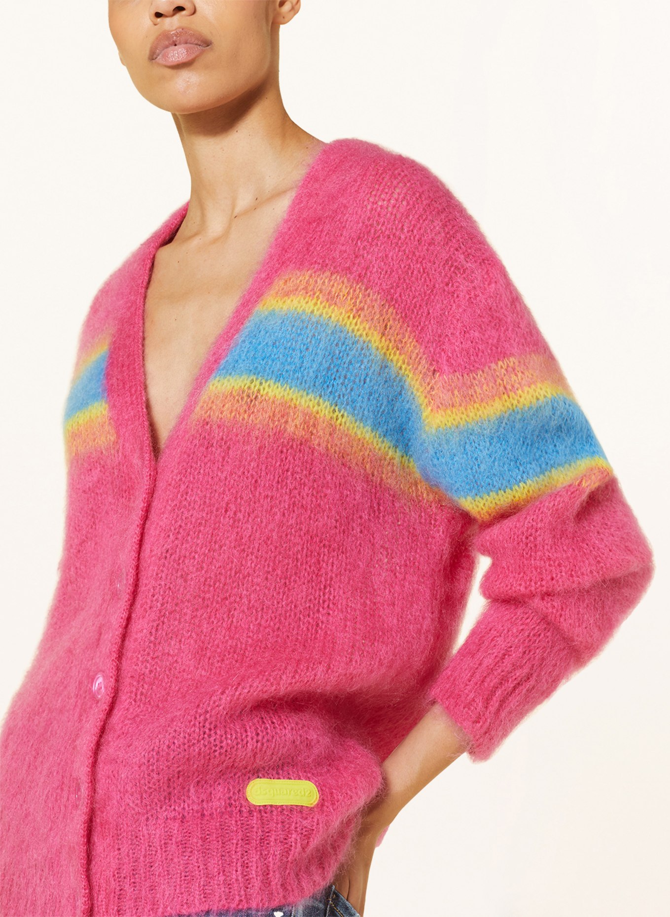 DSQUARED2 Cardigan with mohair, Color: FUCHSIA/ BLUE (Image 4)
