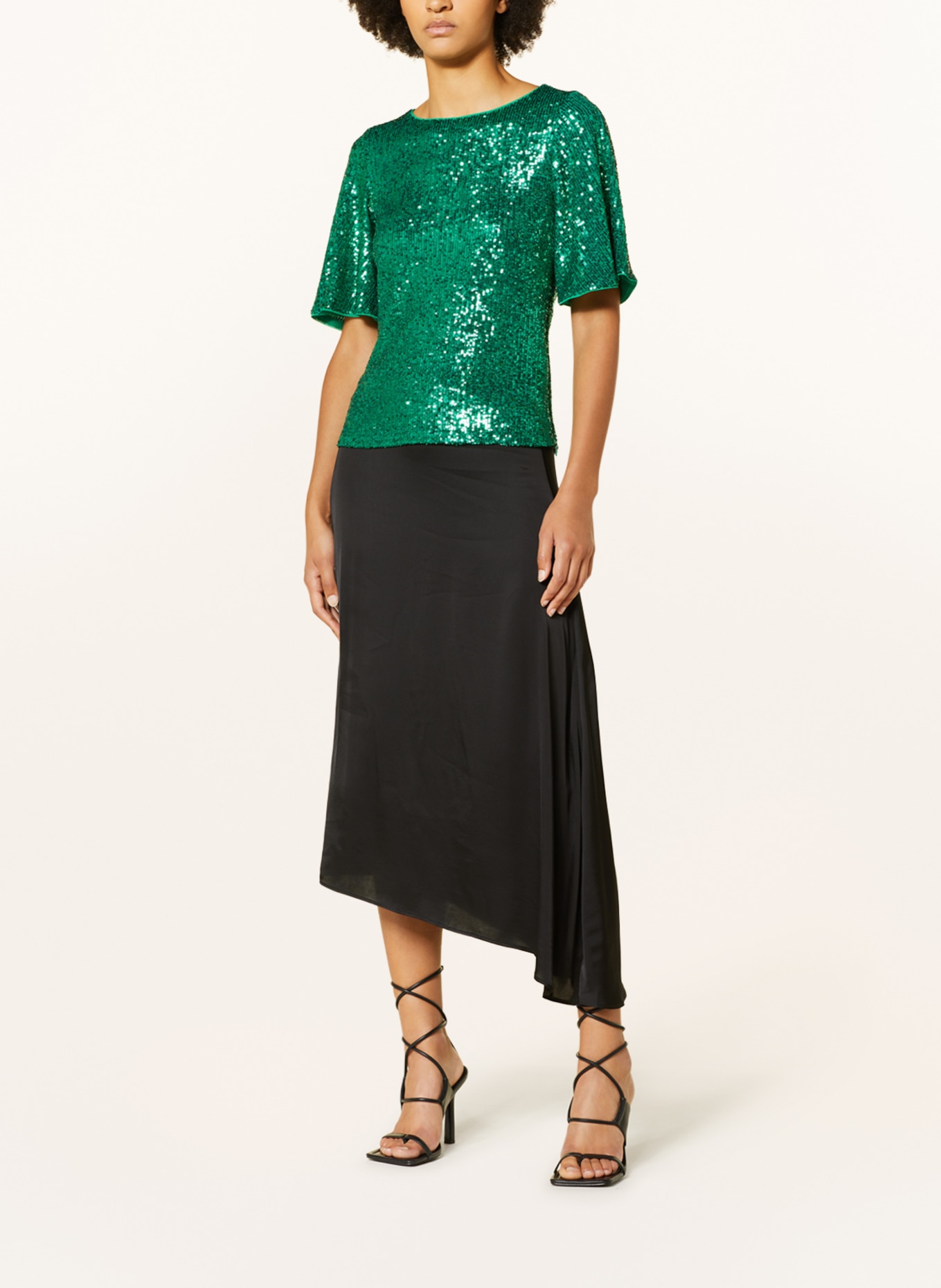V by Vera Mont Shirt blouse with sequins and cut-out, Color: GREEN (Image 2)