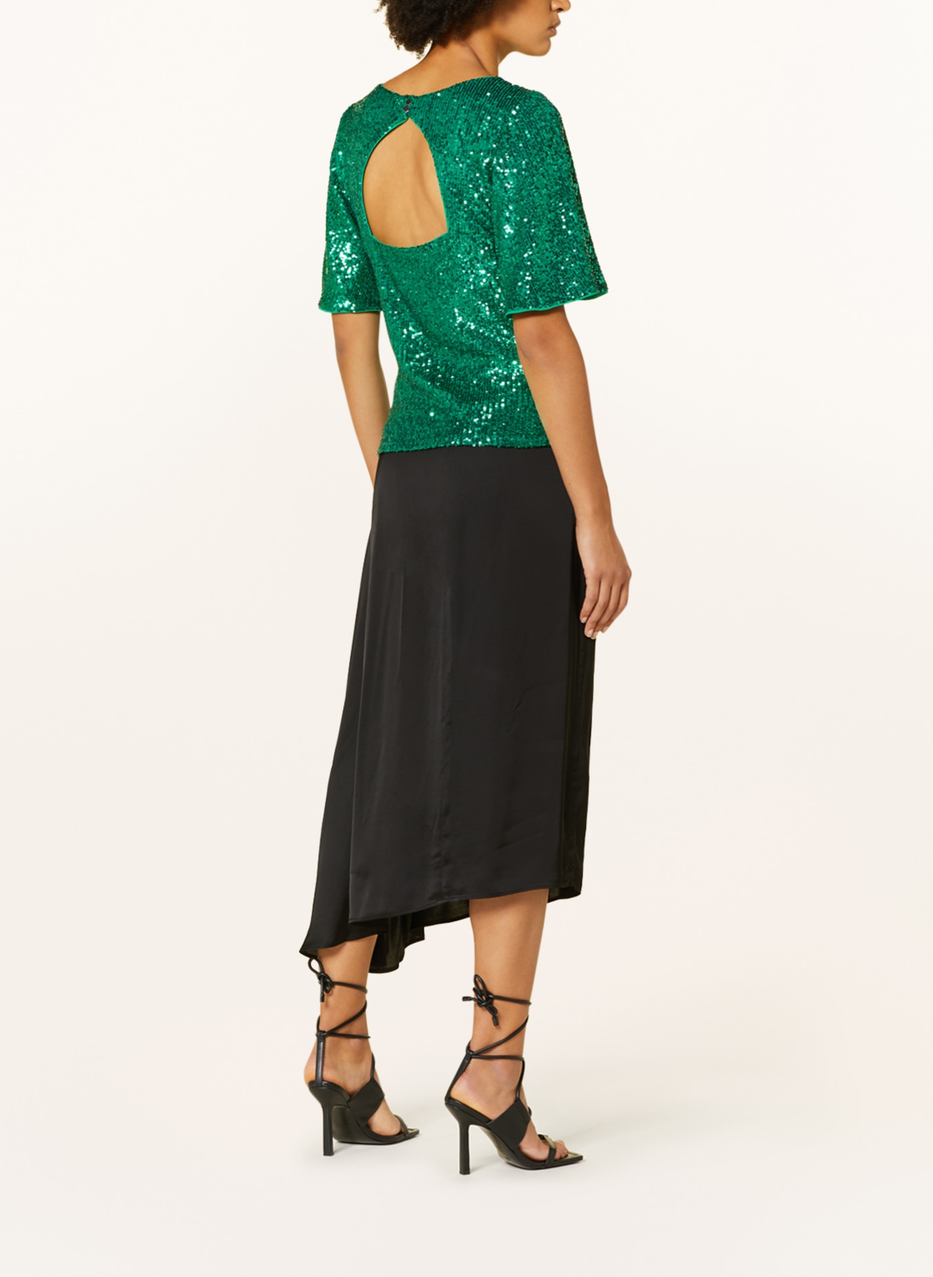 V by Vera Mont Shirt blouse with sequins and cut-out, Color: GREEN (Image 3)