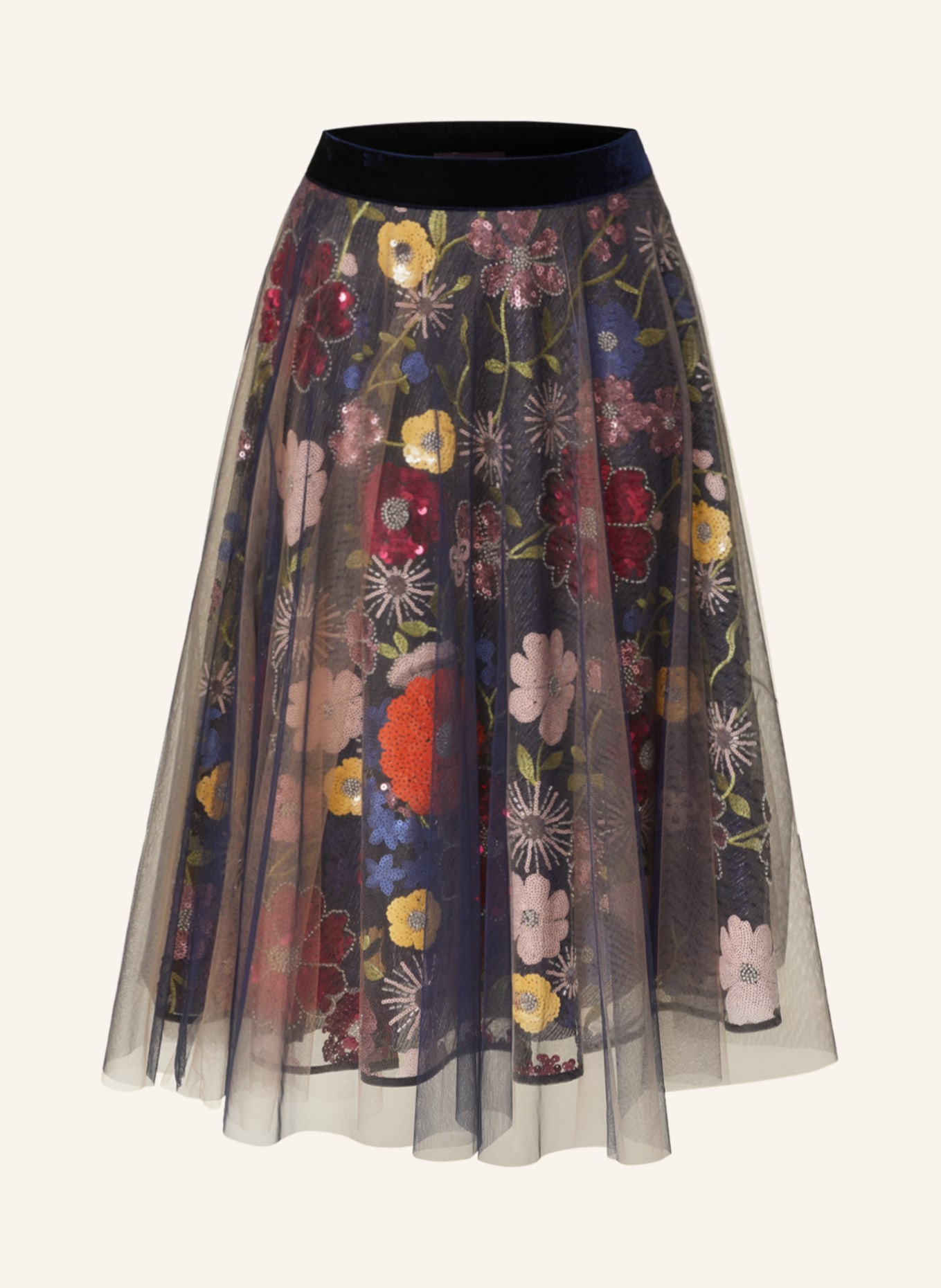 TALBOT RUNHOF Tylová sukně s flitry, Barva: TMAVĚ MODRÁ/ RŮŽOVÁ/ ČERNÁ (Obrázek 1)