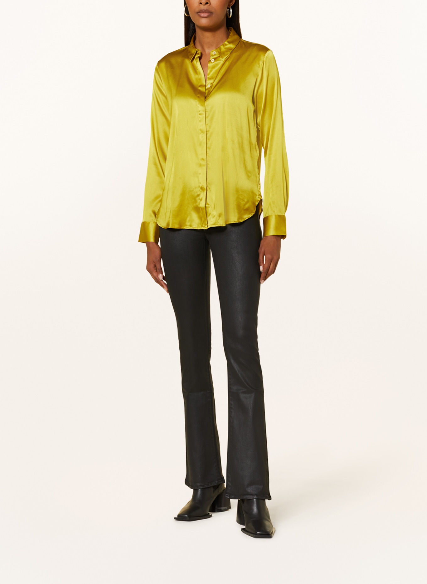 MRS & HUGS Shirt blouse in silk, Color: DARK YELLOW (Image 2)