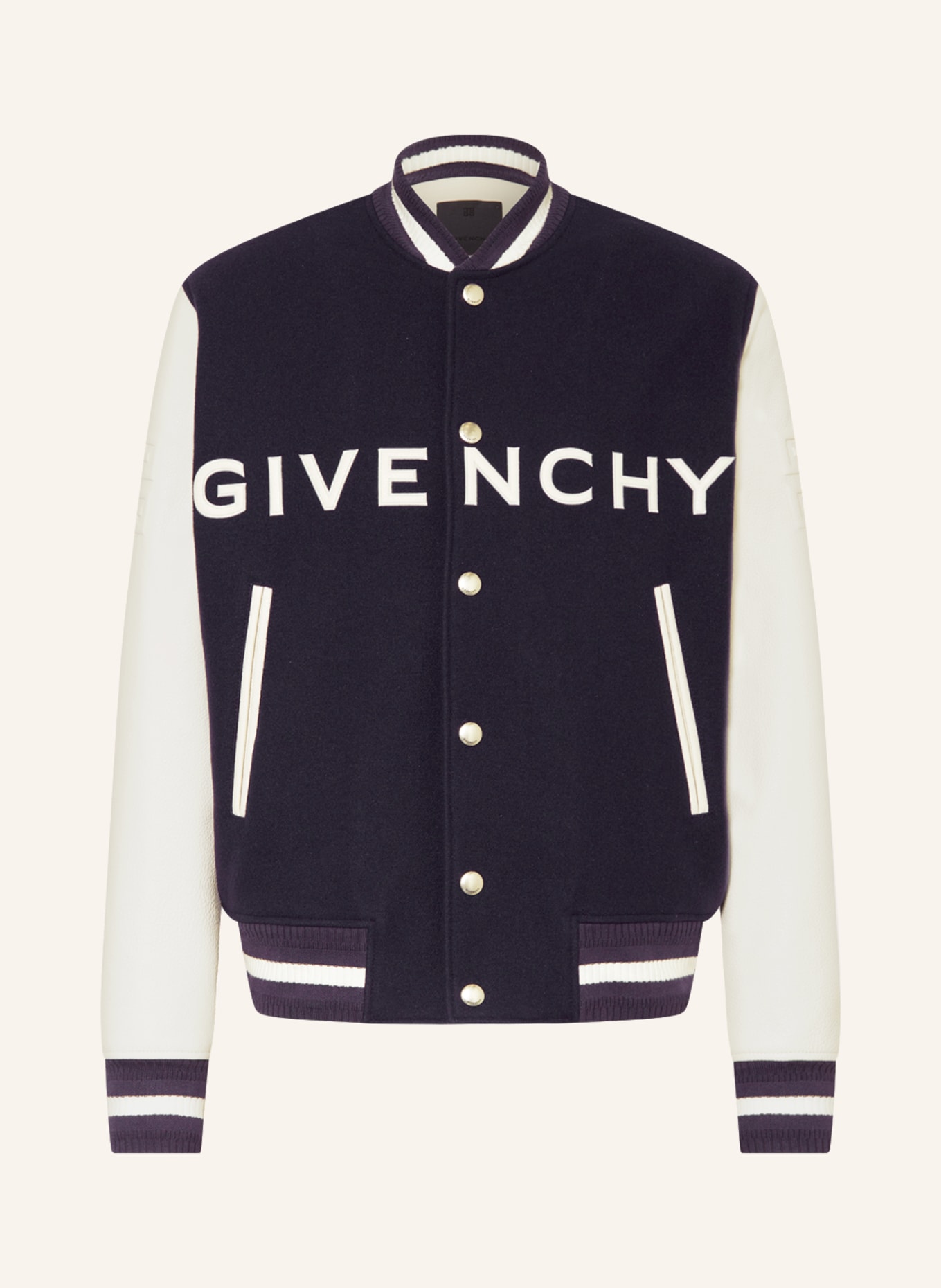 GIVENCHY Bomber jacket in mixed materials, Color: WHITE/ BLUE (Image 1)