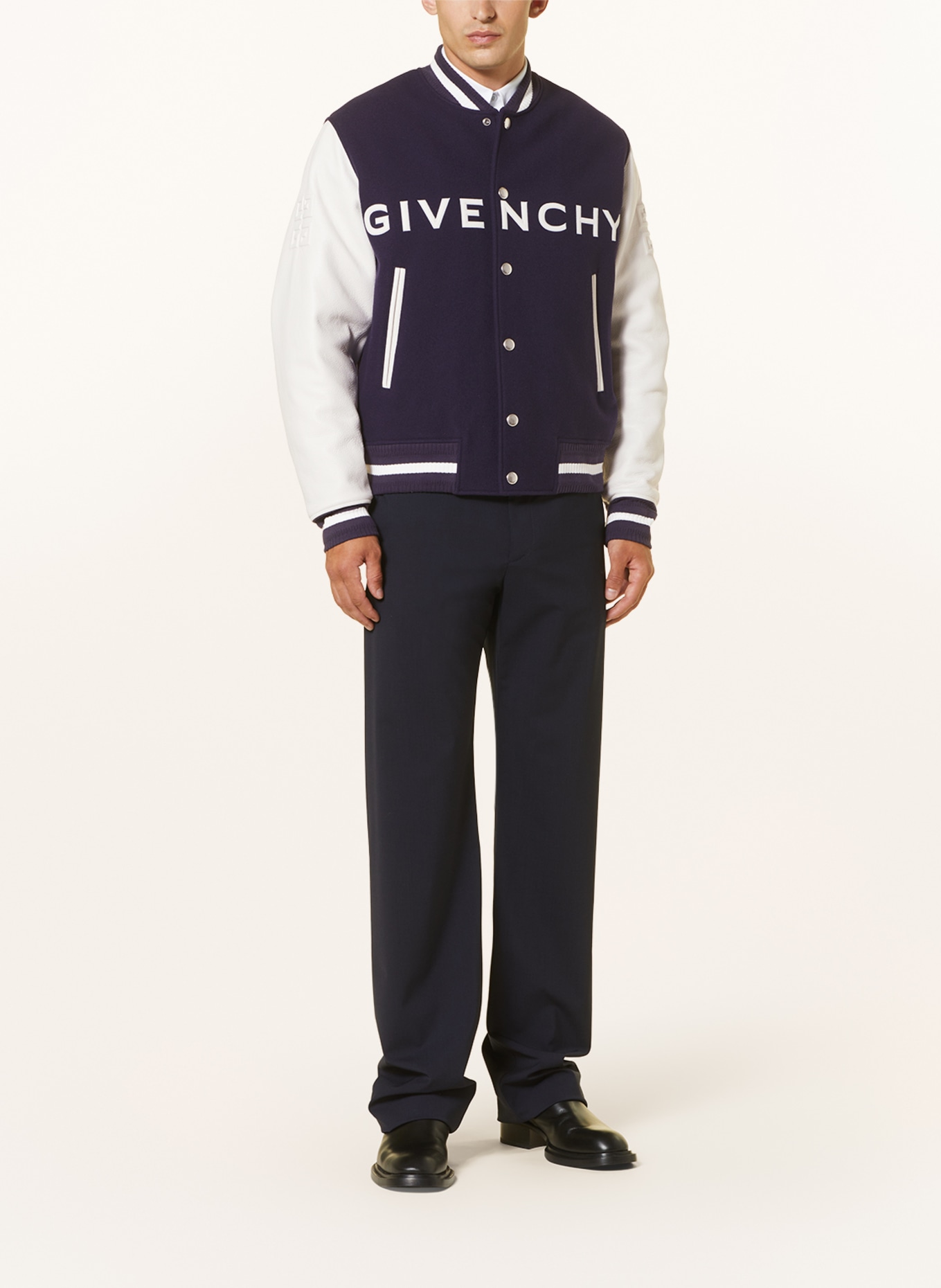 GIVENCHY Bomber jacket in mixed materials, Color: WHITE/ BLUE (Image 2)