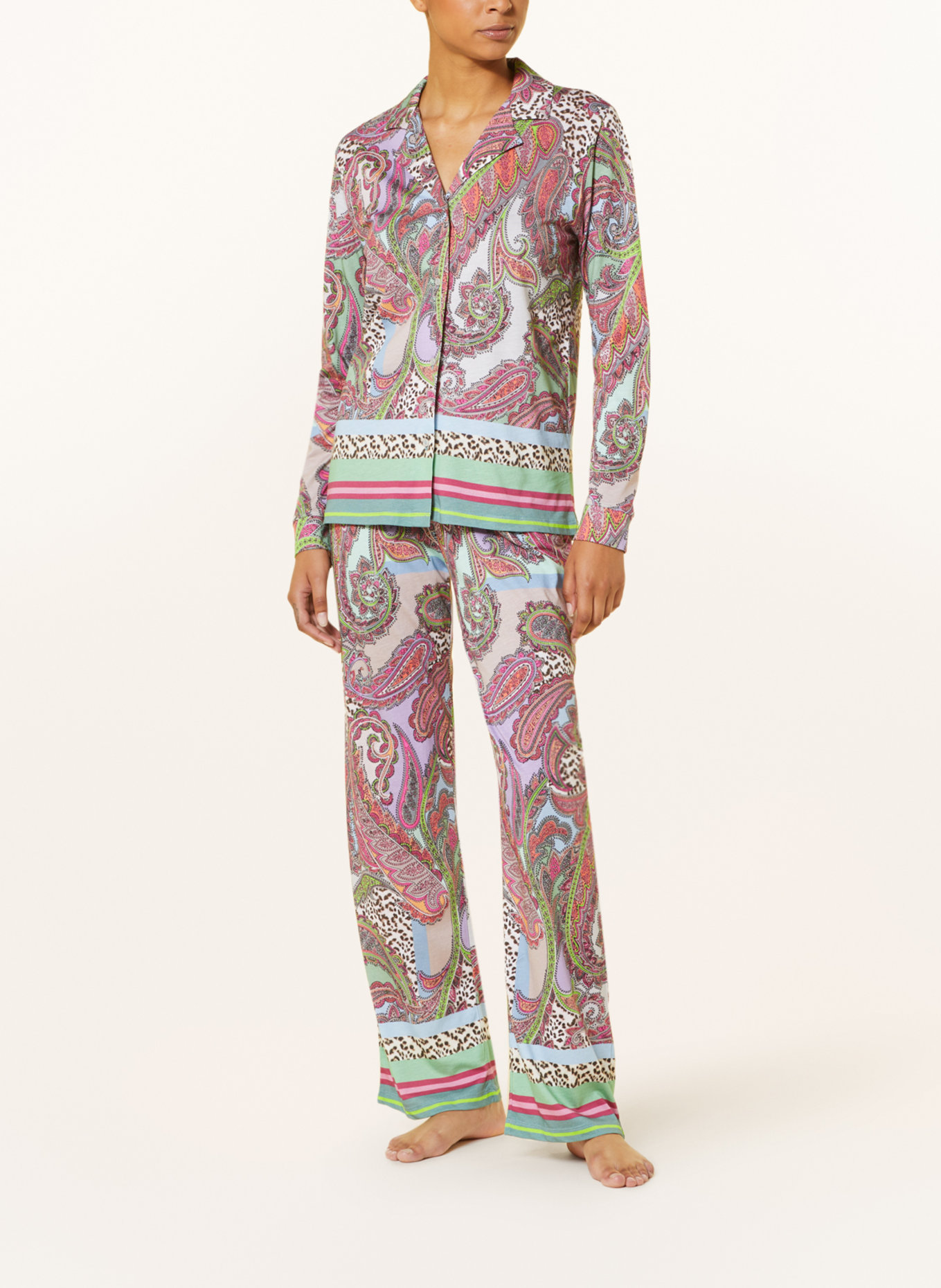 darling harbour Pajama shirt, Color: PINK/ NEON GREEN/ LIGHT PURPLE (Image 2)