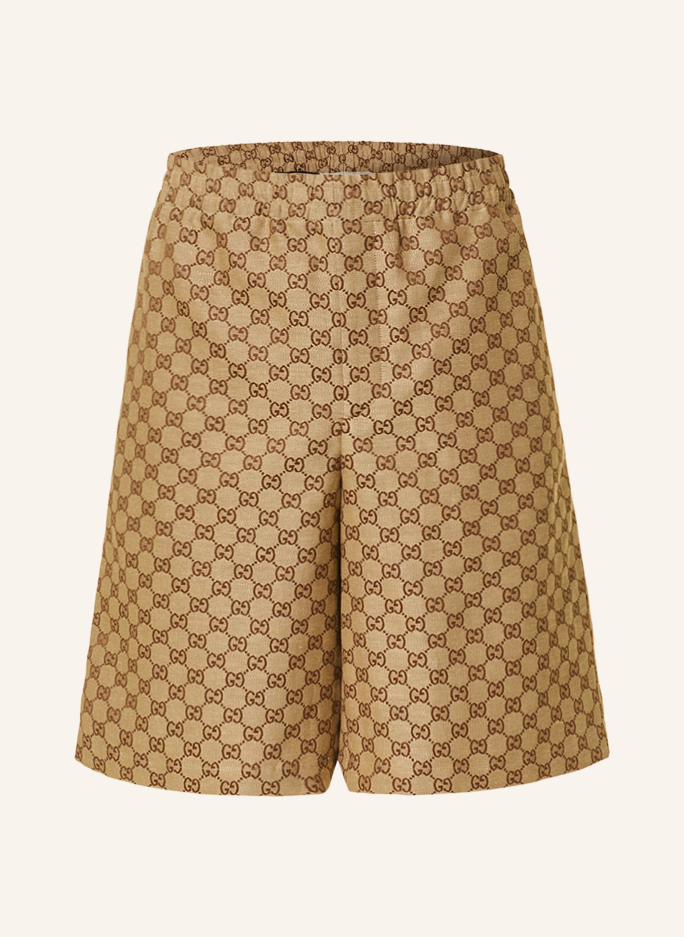 Camel GG Supreme linen-blend shorts, Gucci