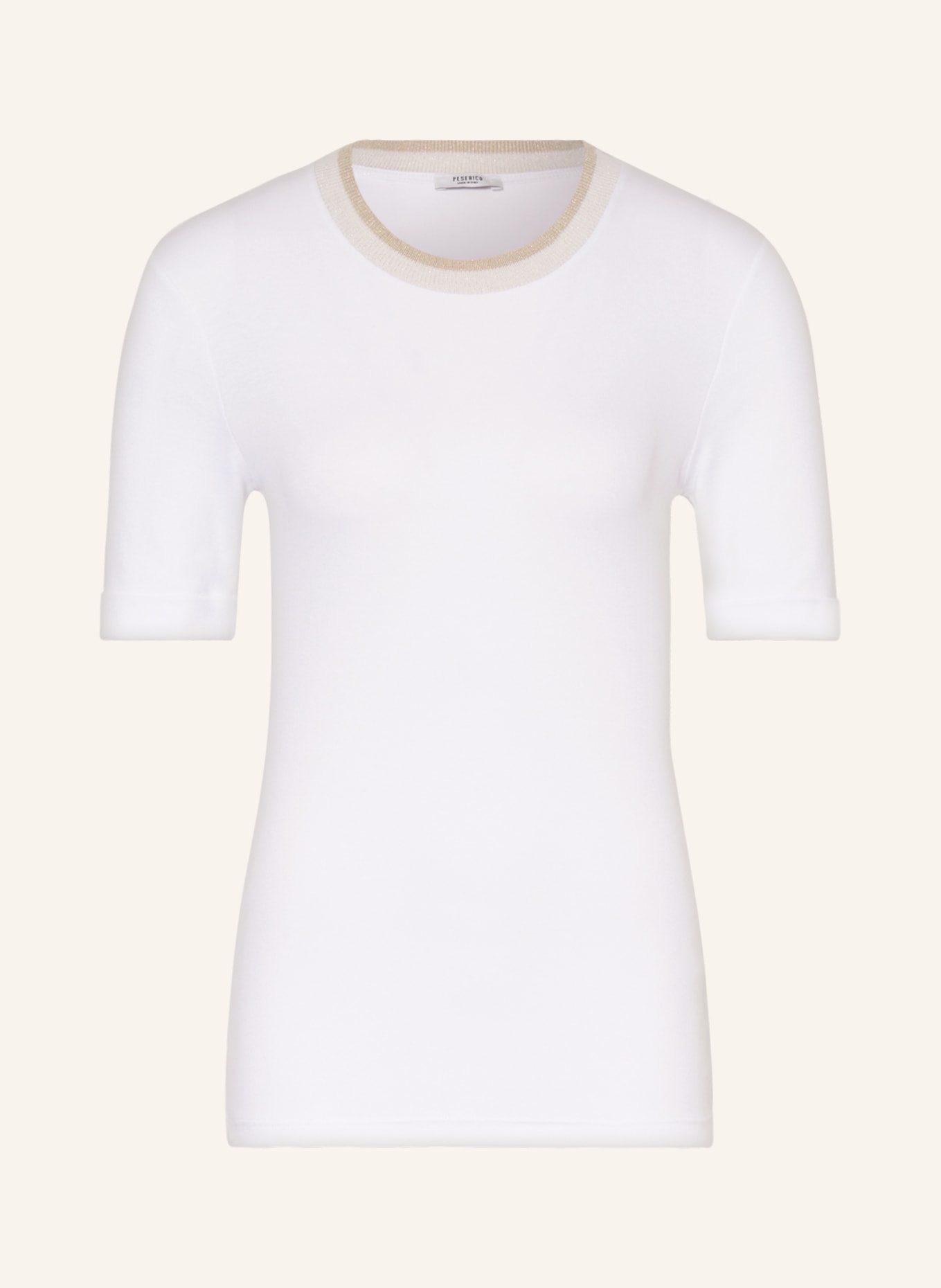 PESERICO T-shirt z błyszczącą przędzą, Kolor: BIAŁY (Obrazek 1)