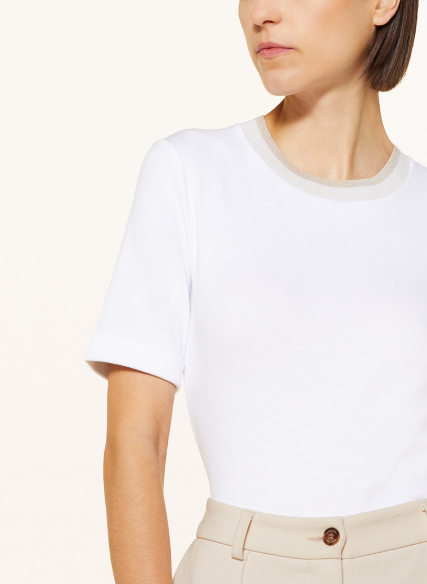 PESERICO T-Shirt mit Glitzergarn, Farbe: WEISS (Bild 4)