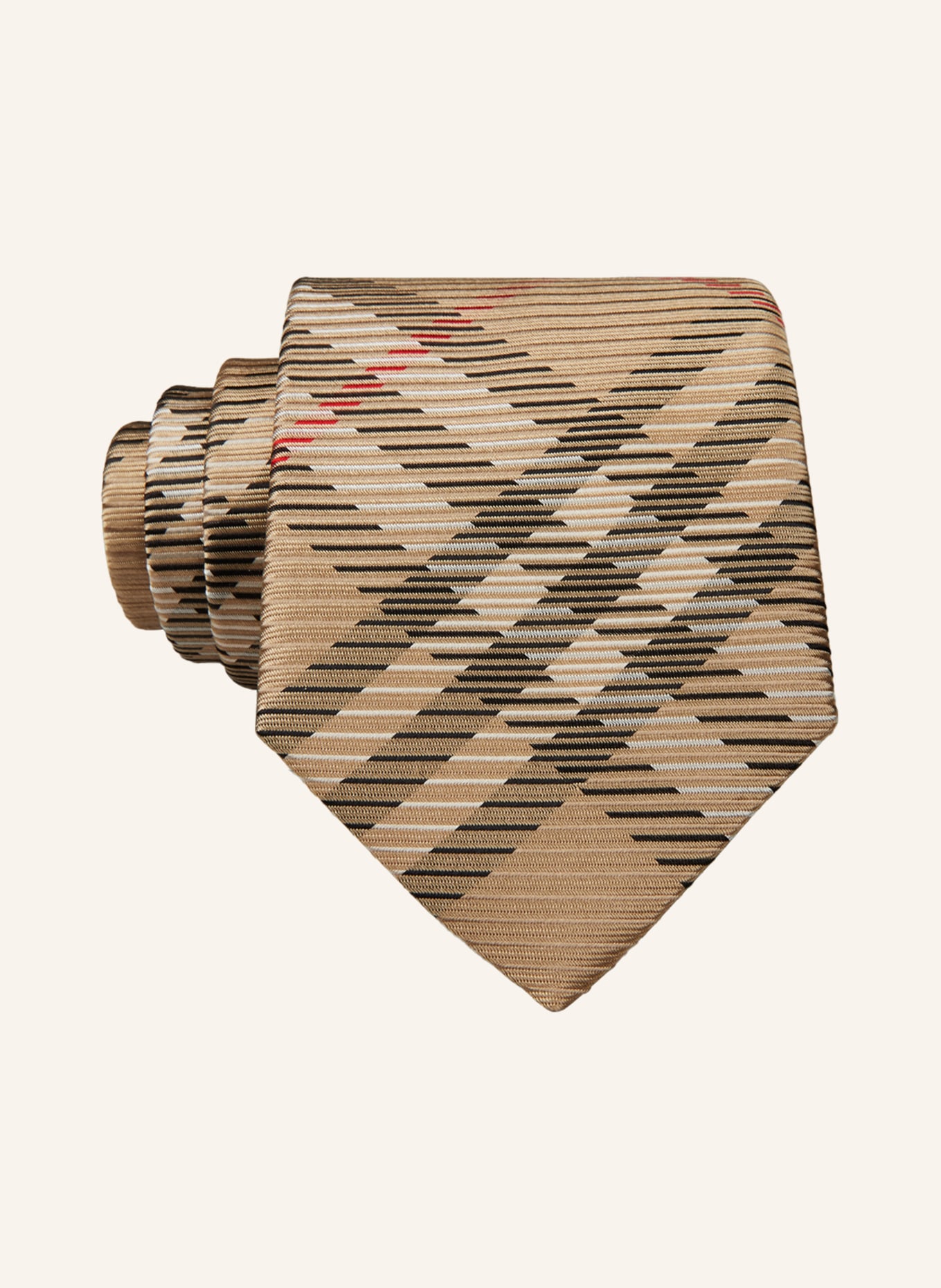 BURBERRY Krawatte MANSTON, Farbe: BEIGE/ SCHWARZ/ ROT (Bild 1)