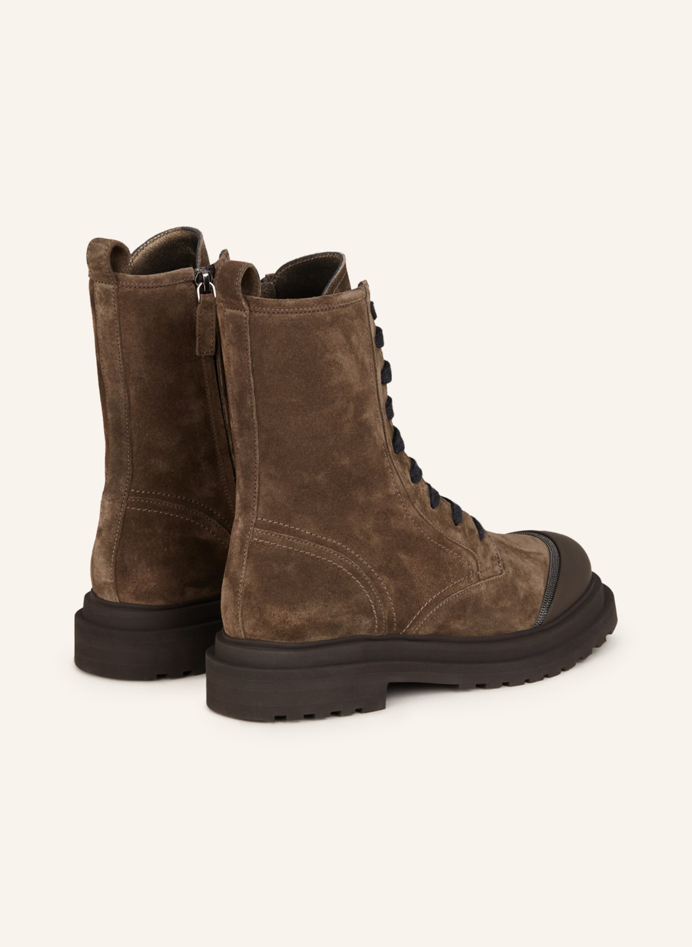 BRUNELLO CUCINELLI Lace-up Boots with decorative gems, Color: BROWN (Image 2)