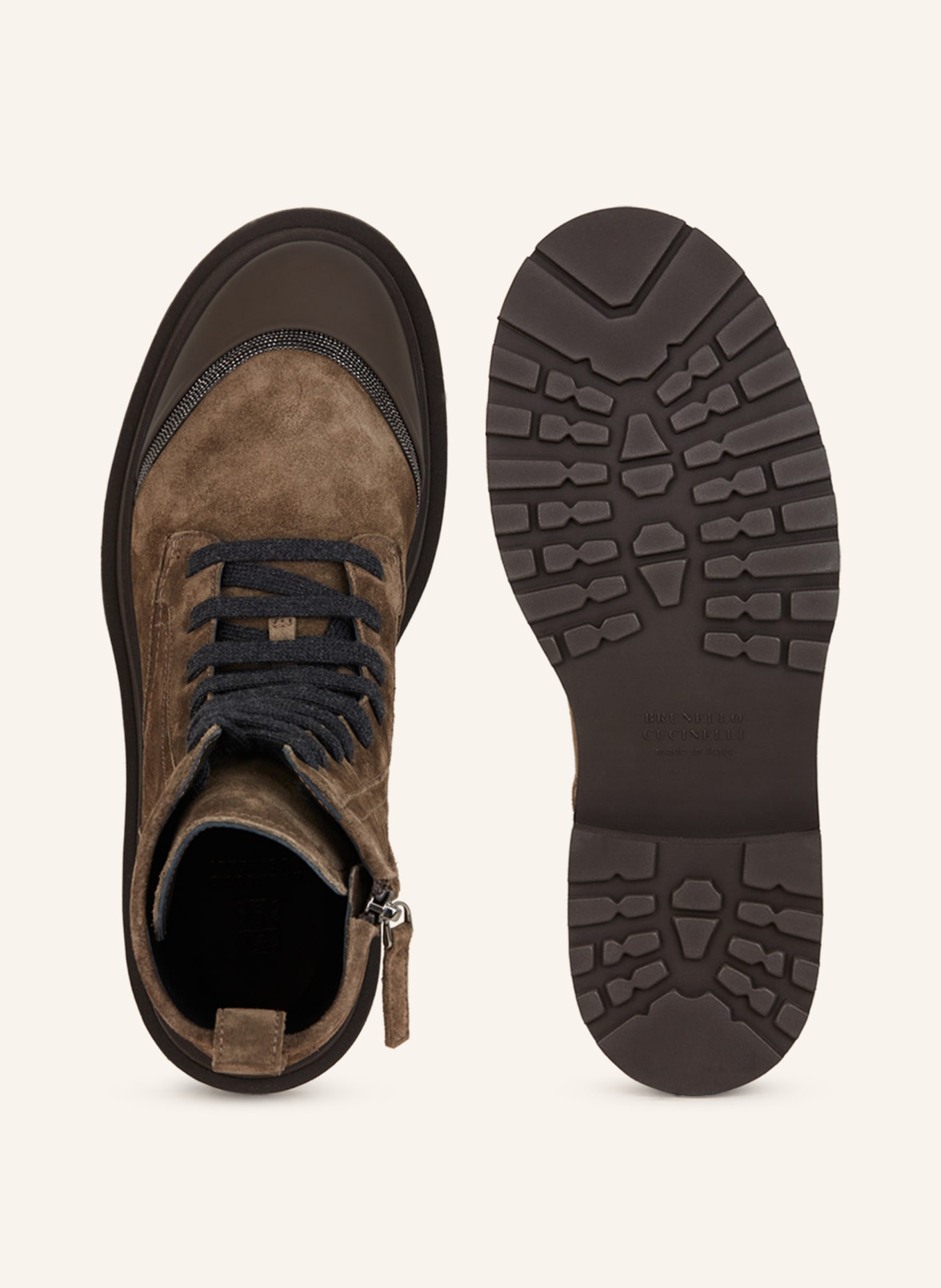 BRUNELLO CUCINELLI Šněrovací boty s ozdobnými kamínky, Barva: HNĚDÁ (Obrázek 6)