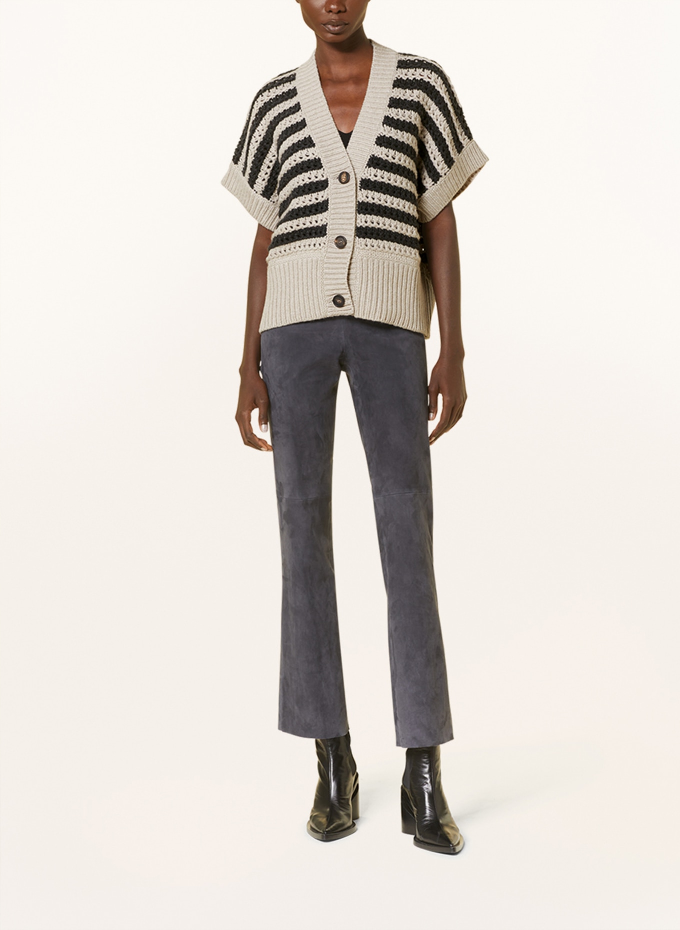 BRUNELLO CUCINELLI Cardigan with cashmere, Color: CREAM/ DARK GRAY (Image 2)