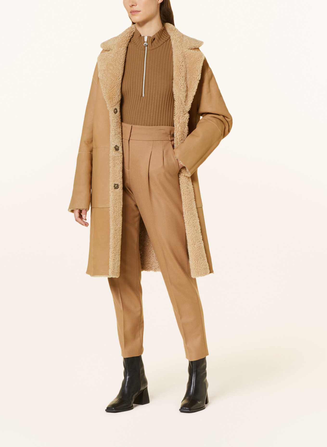 BENEDETTA NOVI Lambskin coat MILA, Color: miso T/T camel hell (Image 3)