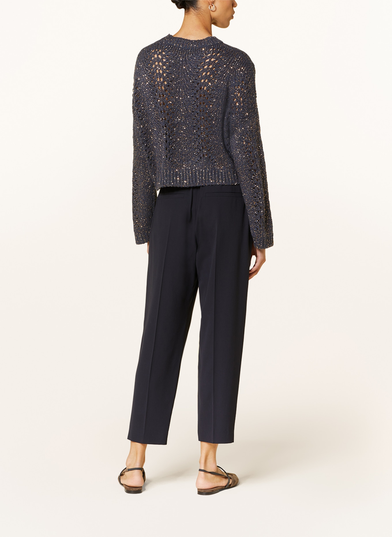 BRUNELLO CUCINELLI Sweater with cashmere and sequins, Color: DARK BLUE/ GOLD (Image 3)