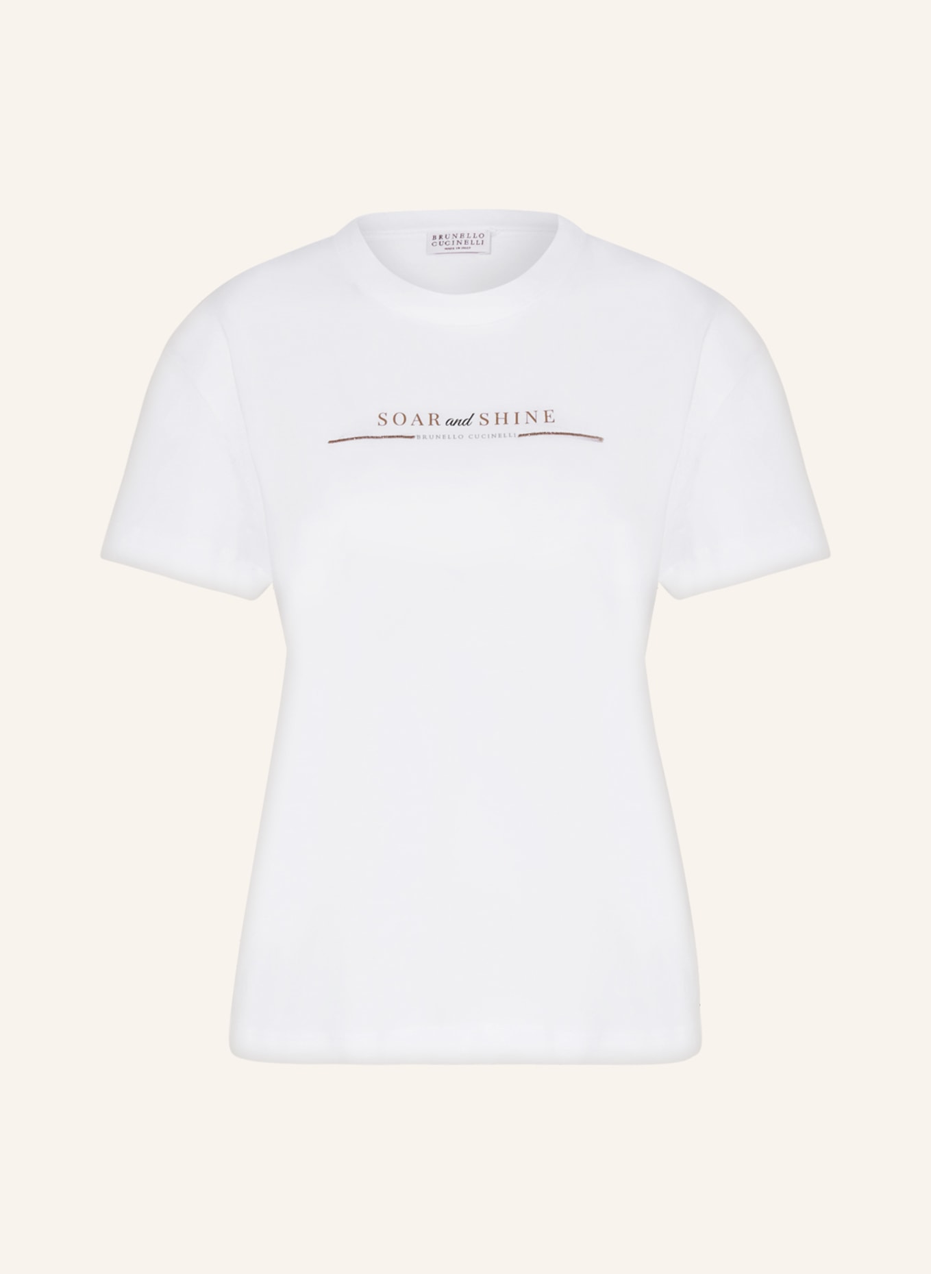BRUNELLO CUCINELLI T-Shirt mit Schmucksteinen, Farbe: WEISS (Bild 1)