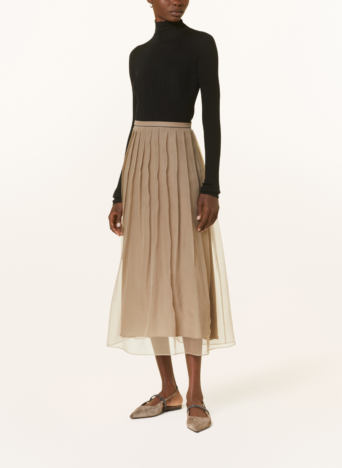 BRUNELLO CUCINELLI Silk skirt, Color: TAUPE (Image 2)