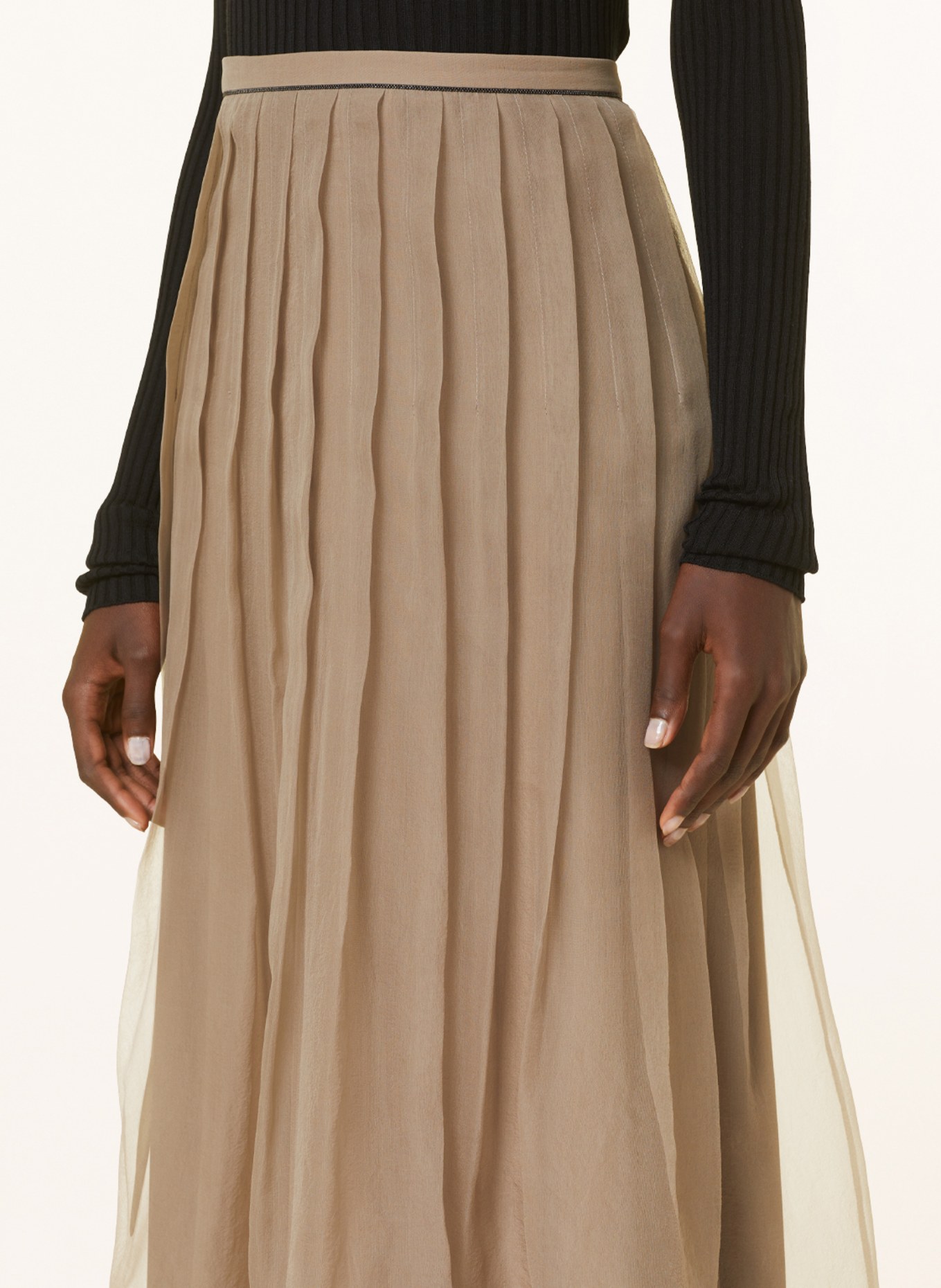 BRUNELLO CUCINELLI Hedvábná sukně, Barva: ČERNOŠEDÁ (Obrázek 4)