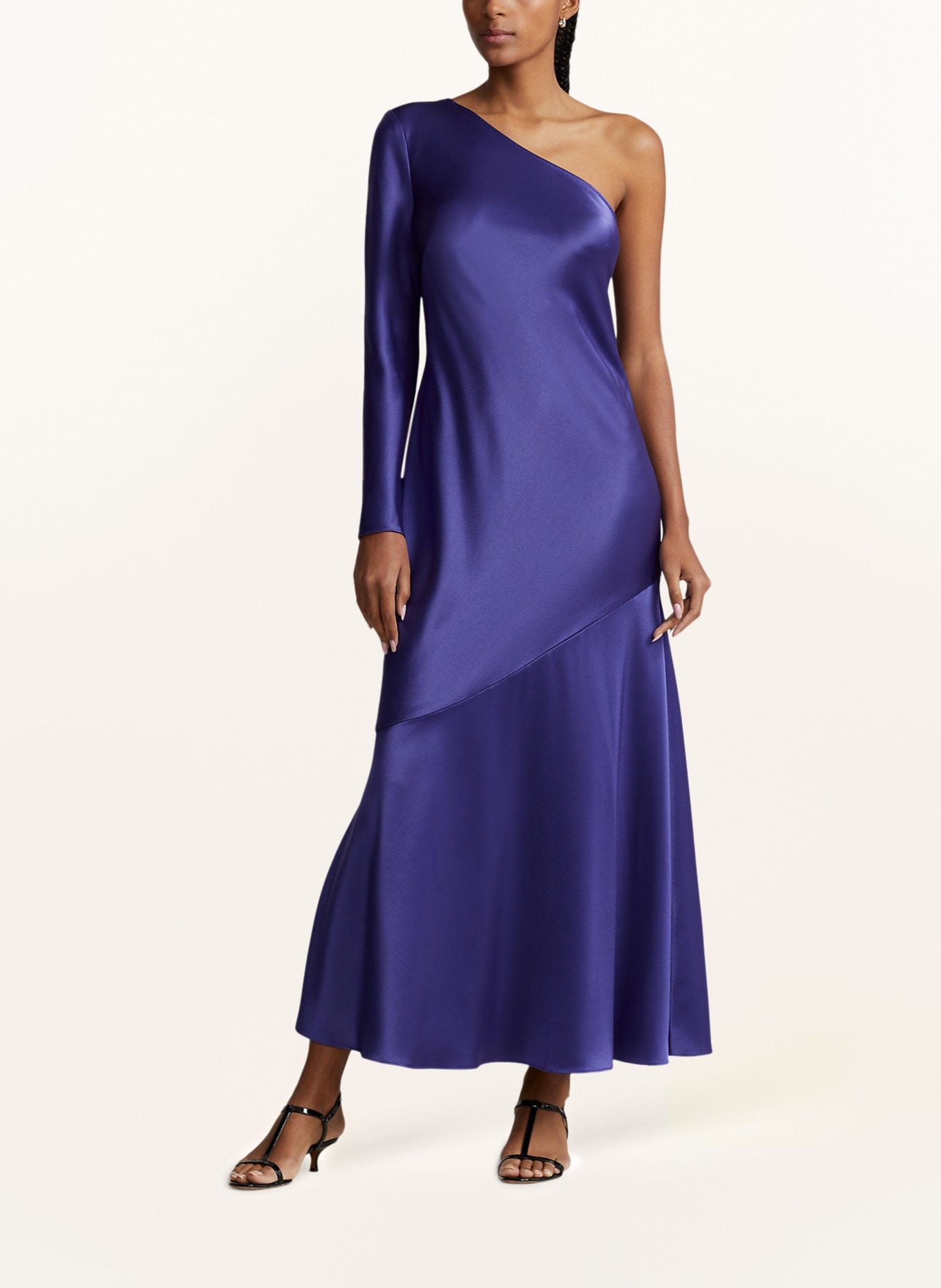 POLO RALPH LAUREN One-shoulder dress made of satin, Color: DARK BLUE (Image 2)