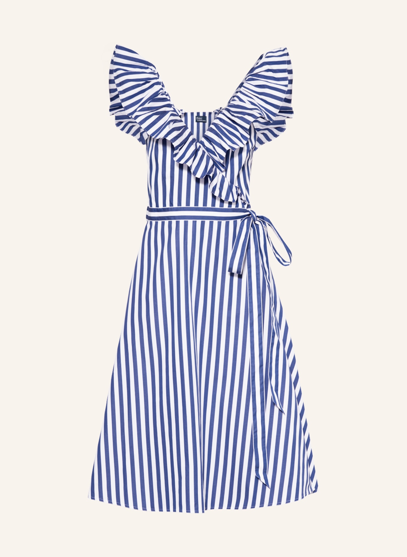 POLO RALPH LAUREN Zavinovací šaty s volánky, Barva: BÍLÁ/ MODRÁ (Obrázek 1)