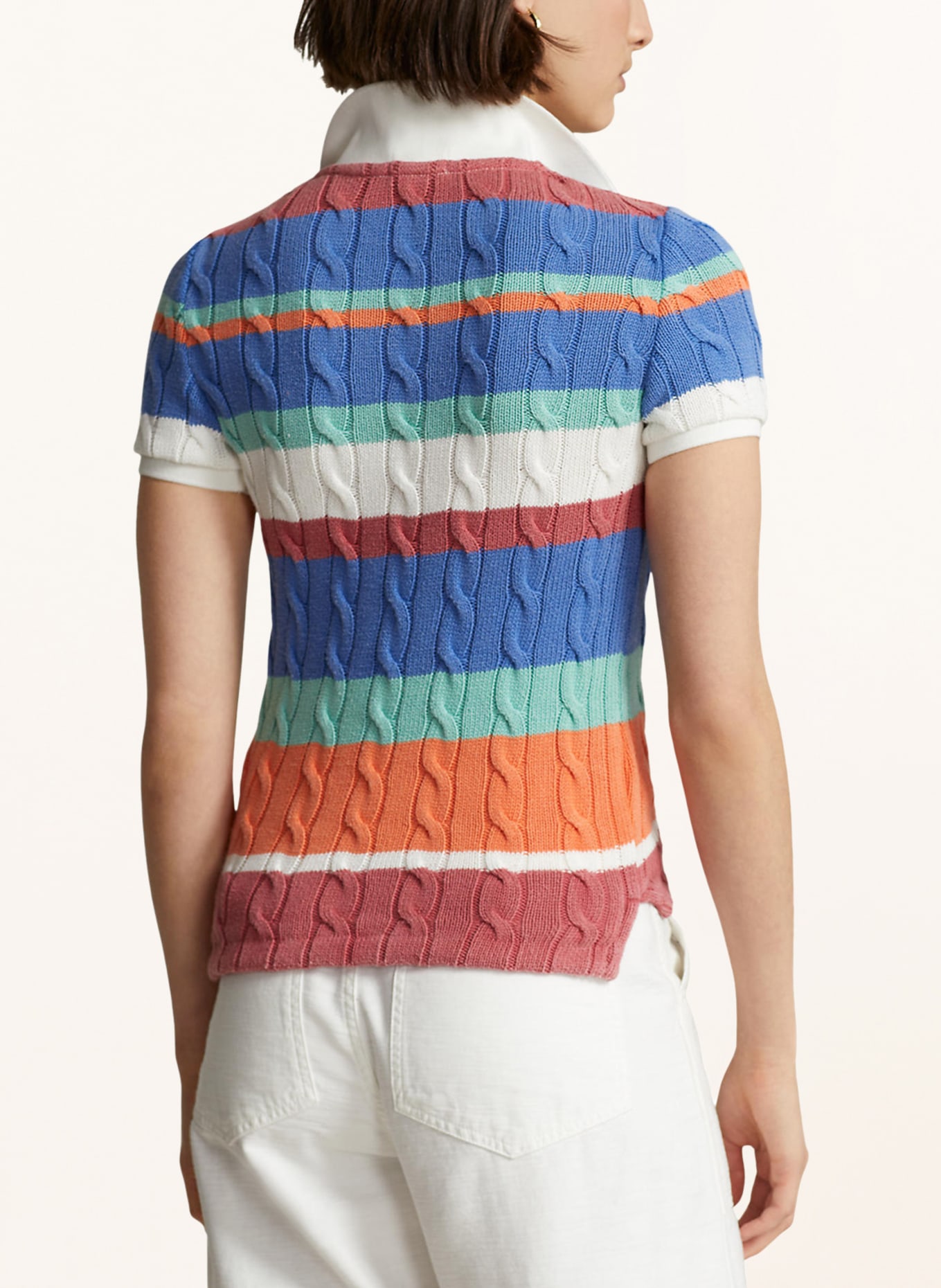 POLO RALPH LAUREN Strick-Poloshirt, Farbe: BLAU/ ORANGE/ GRÜN (Bild 3)