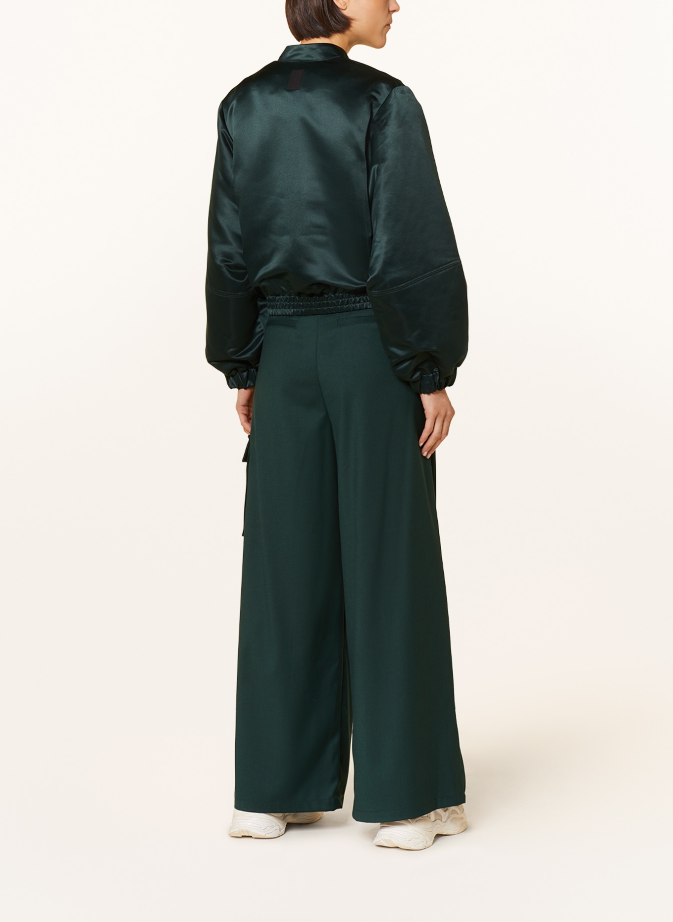 comma casual identity Satin blouse, Color: DARK GREEN (Image 3)