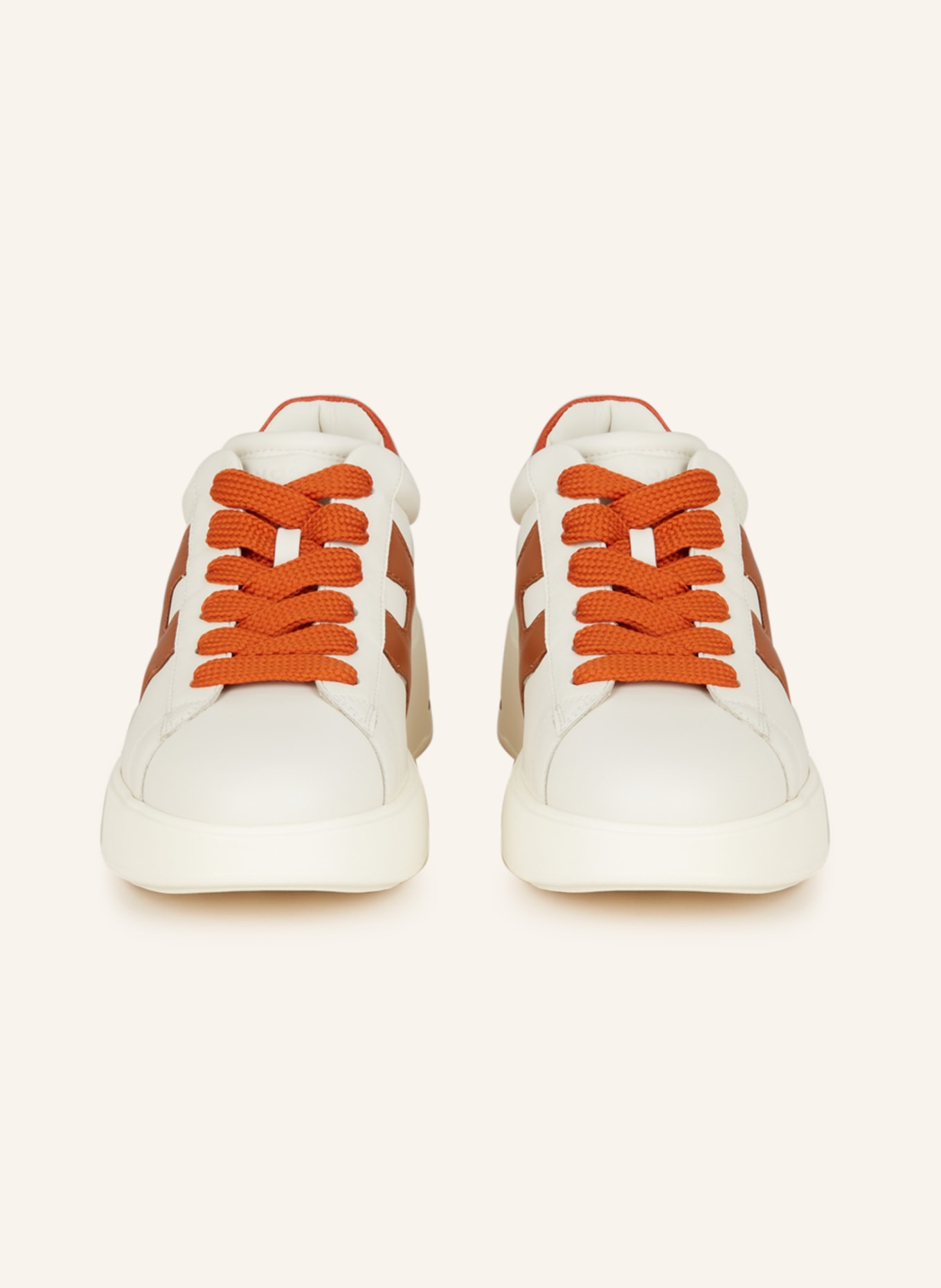 HOGAN Sneakers REBEL H564, Color: WHITE/ DARK ORANGE/ COGNAC (Image 3)