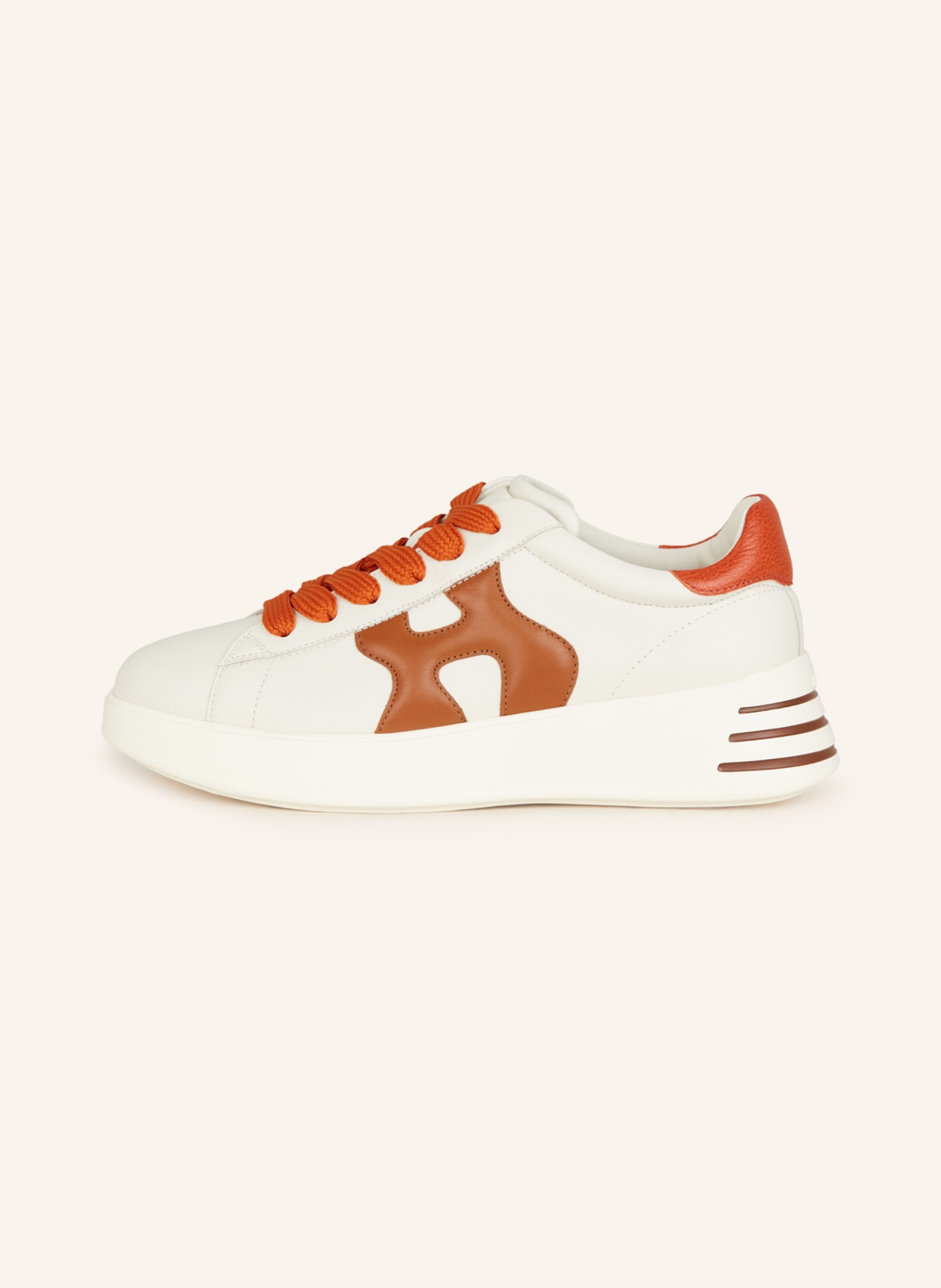 HOGAN Sneakers REBEL H564, Color: WHITE/ DARK ORANGE/ COGNAC (Image 4)