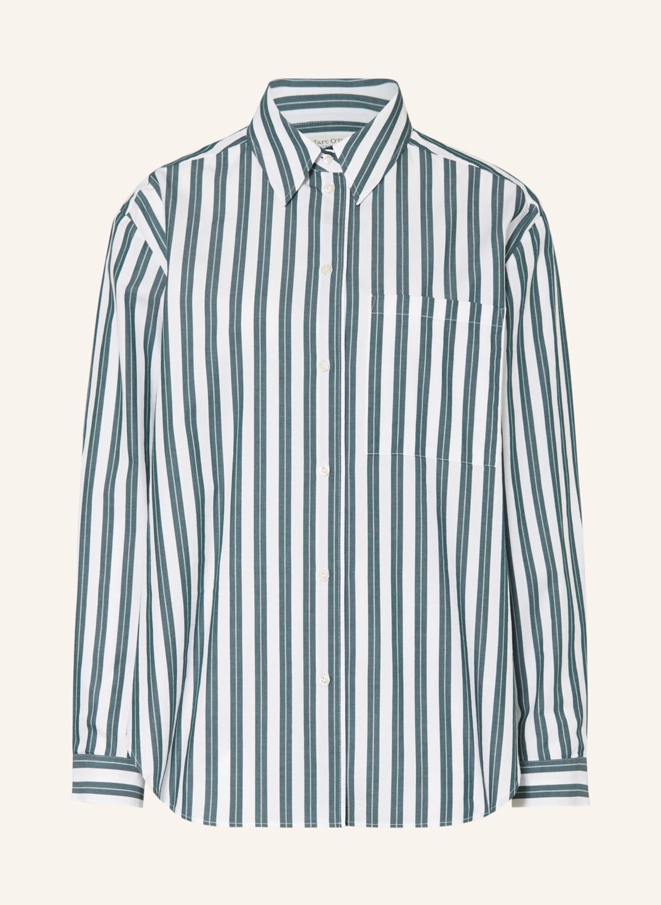 Marc O'Polo Shirt blouse, Color: WHITE/ DARK GREEN (Image 1)